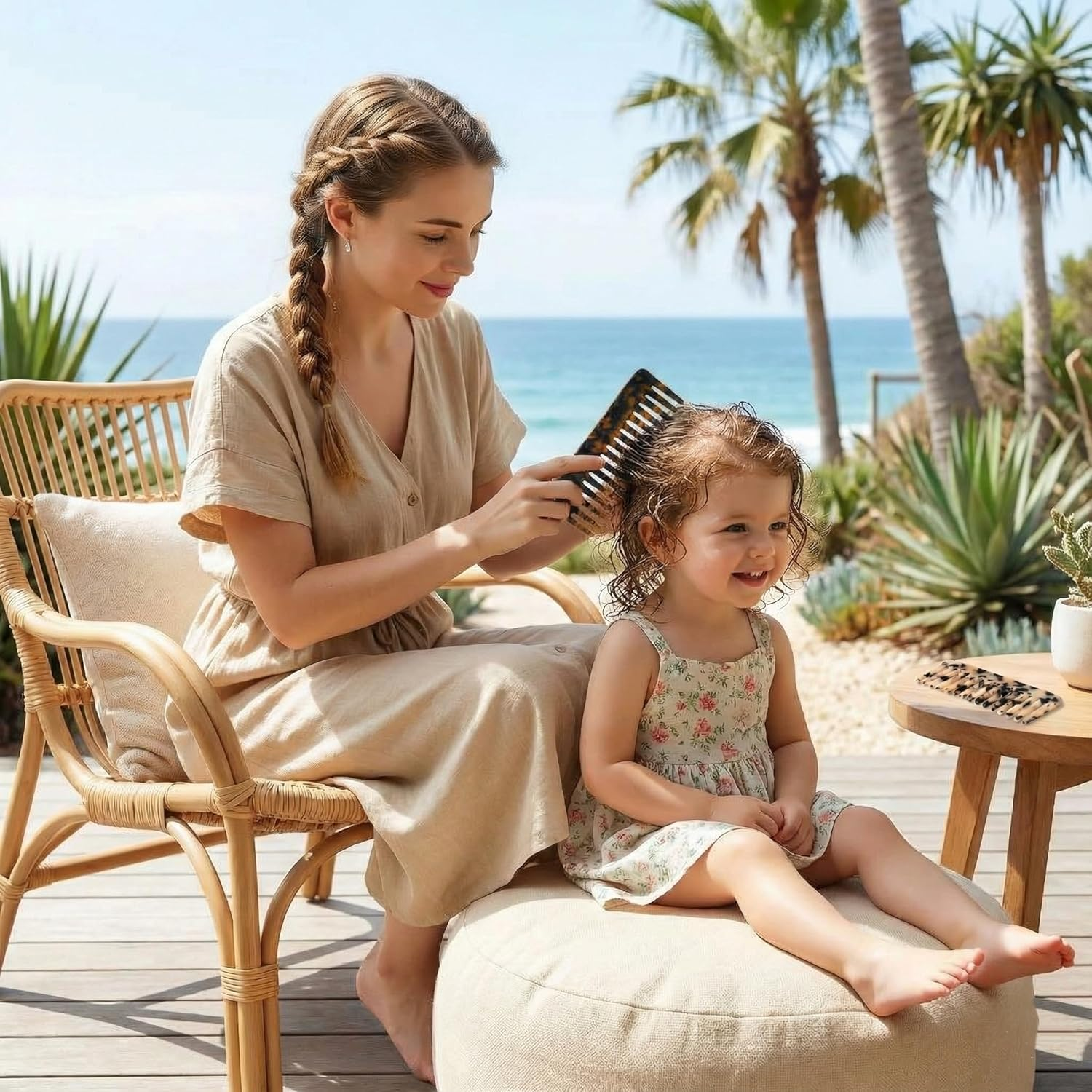 IMTKOOCO Large Hair Detangling Comb Wide Tooth Comb Cellulose Detangler - Professional Combs for Women Thick Curly Wavy Hairs 2 Pack Featuring Hair Comb Wide Tooth Comb and Hairs Combs for Women image number 1