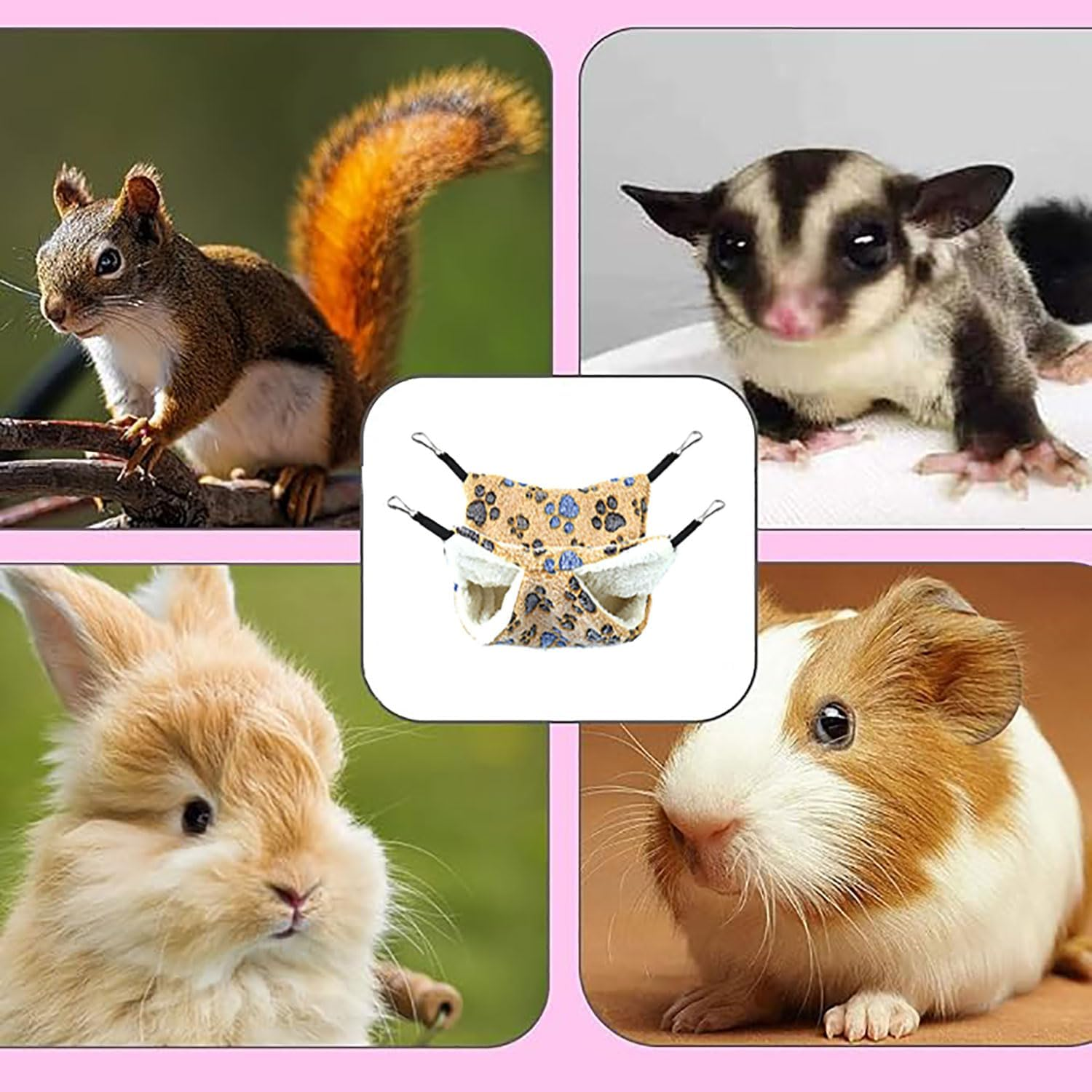 Lxcshljx 2Pcs Rat Hammocks for Cage, 2 Layer Ferret Rat Hammock, Pet Hammock for Cage Accessories, Guinea Pig Hammock, Hamster Bed Mat, Chinchilla Hanging House, Small Animal Beds for Playing Sleeping image number 5