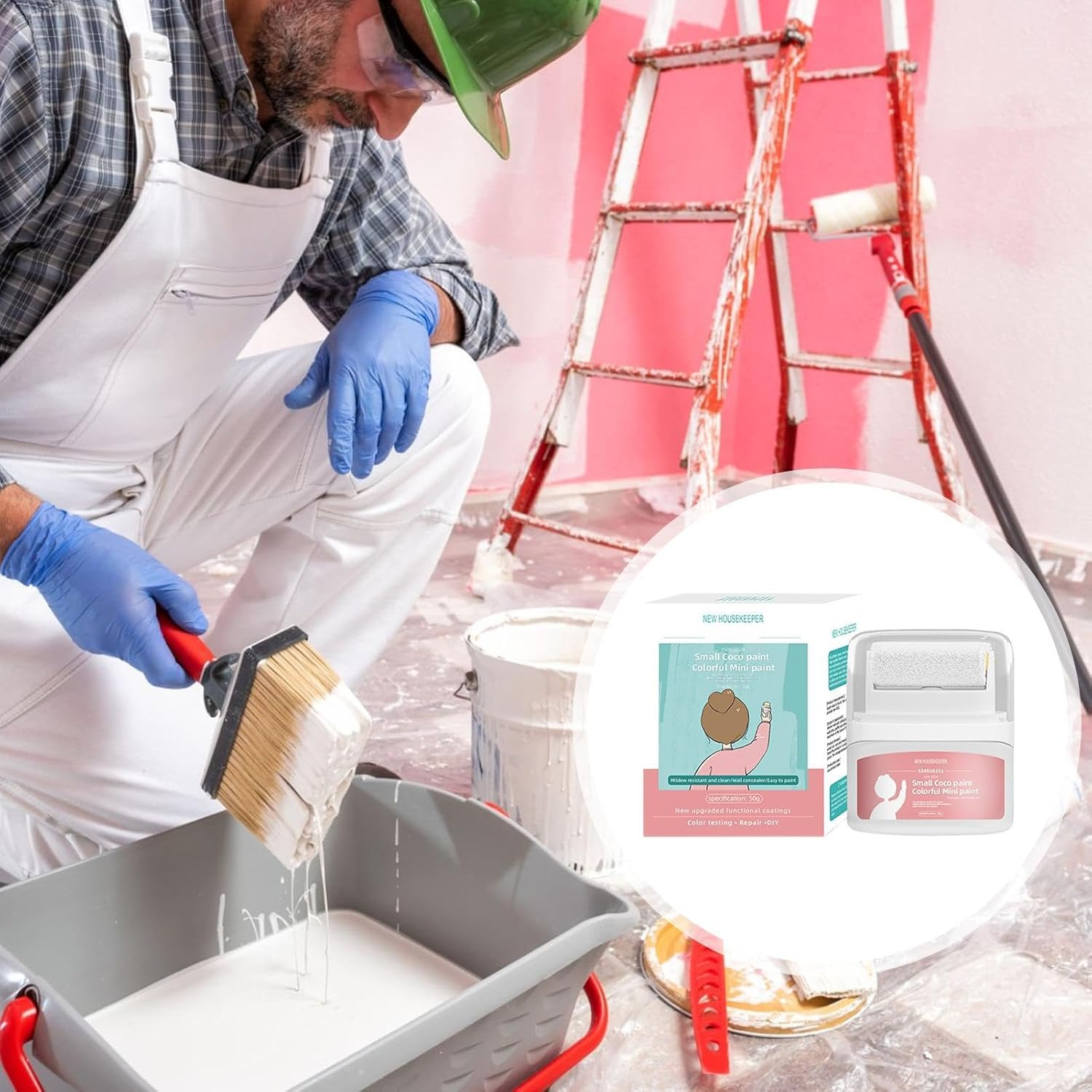 White Paint for Wall | Portable White Paint with Integrated Paint Roller - Scratch Repair Paint, Wall Repair Tool for Wall, Door, Cabinets, Wood, Furniture image number 3