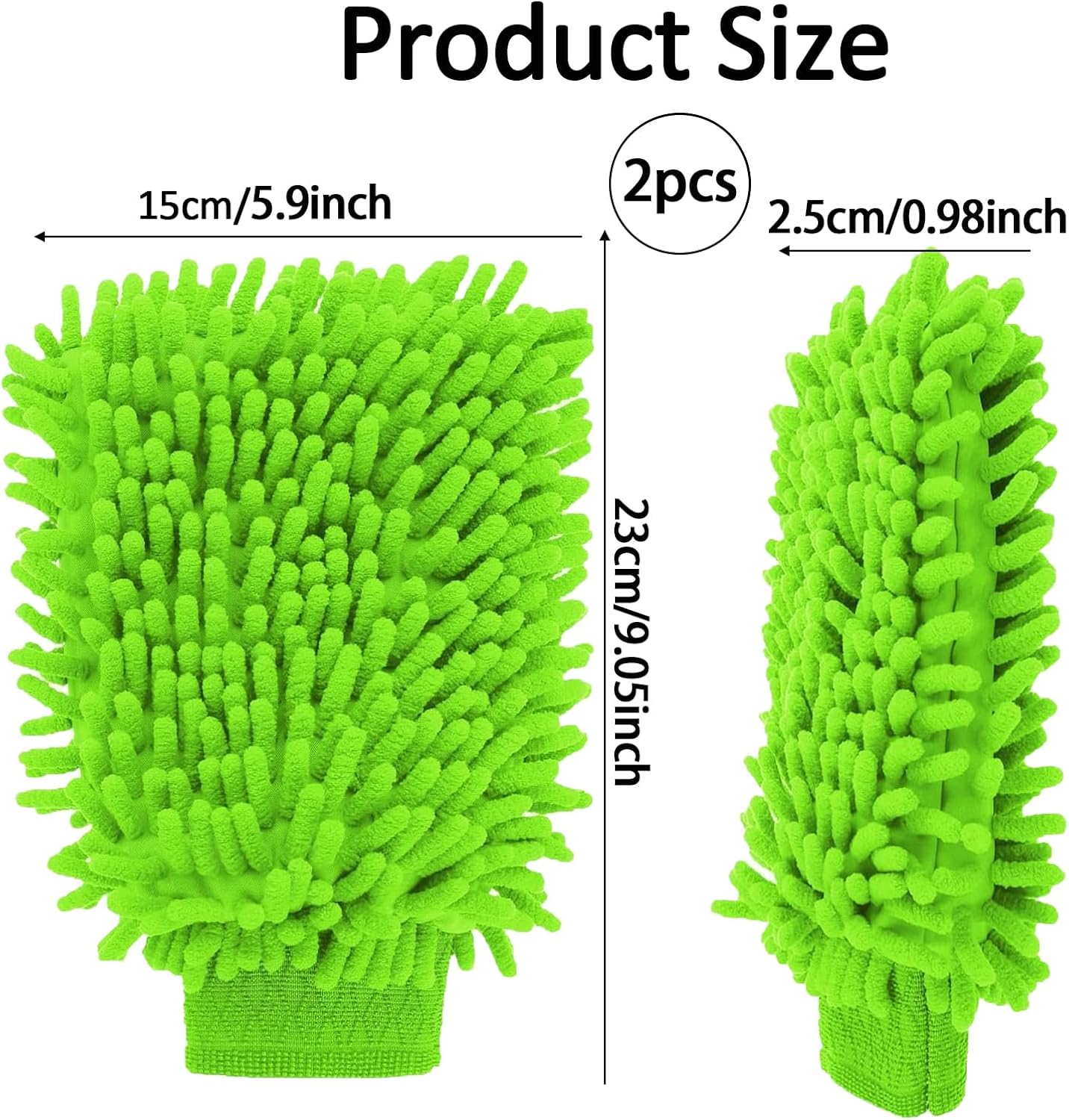 2 Pcs Car Wash Mitt, Wash Mitt for Car Washing, Car Wash Sponge, Car Sponges for Washing Car Sponges for Washing Super Absorbent Car Cleaning for Home Dusting (Green) image number 2