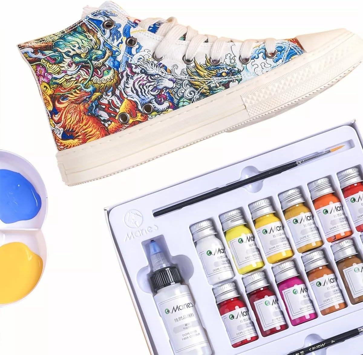 Textile Painting，Fabric Dye DIY Set 12 Colors, Canvas Fabric Painting for Kids, Textile Painting Set for Adults and Art on Clothes, Shoes,Waterproof image number 3