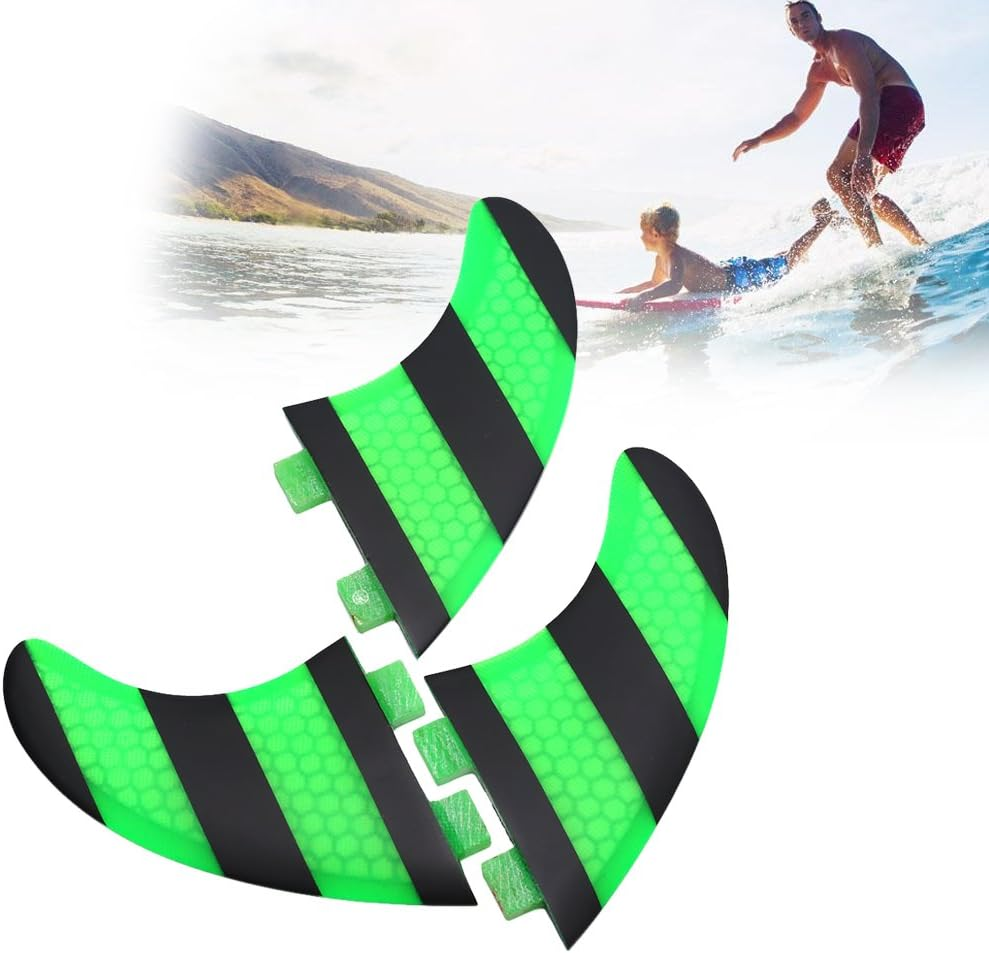 Tri Set Thruster, Green+Black FCS G5 Surf Fins Surfboard Fiberglass Comb Tri Set Thruster, Surfing Accessories, Surfing Equipment image number 1