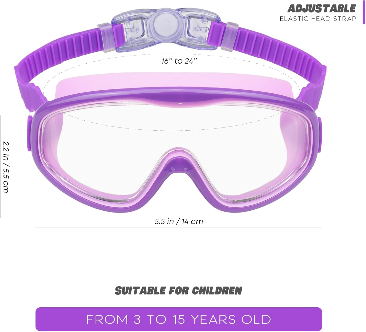 KAILIMENG Kids Swim Goggles, No Leak, Anti-Fog, UV Protection, Adjustable and Comfortable Swimming Glasses for Children and Early Teens, Crystal Clear Siamese Lens with Nose Clips and Earplugs image number 3
