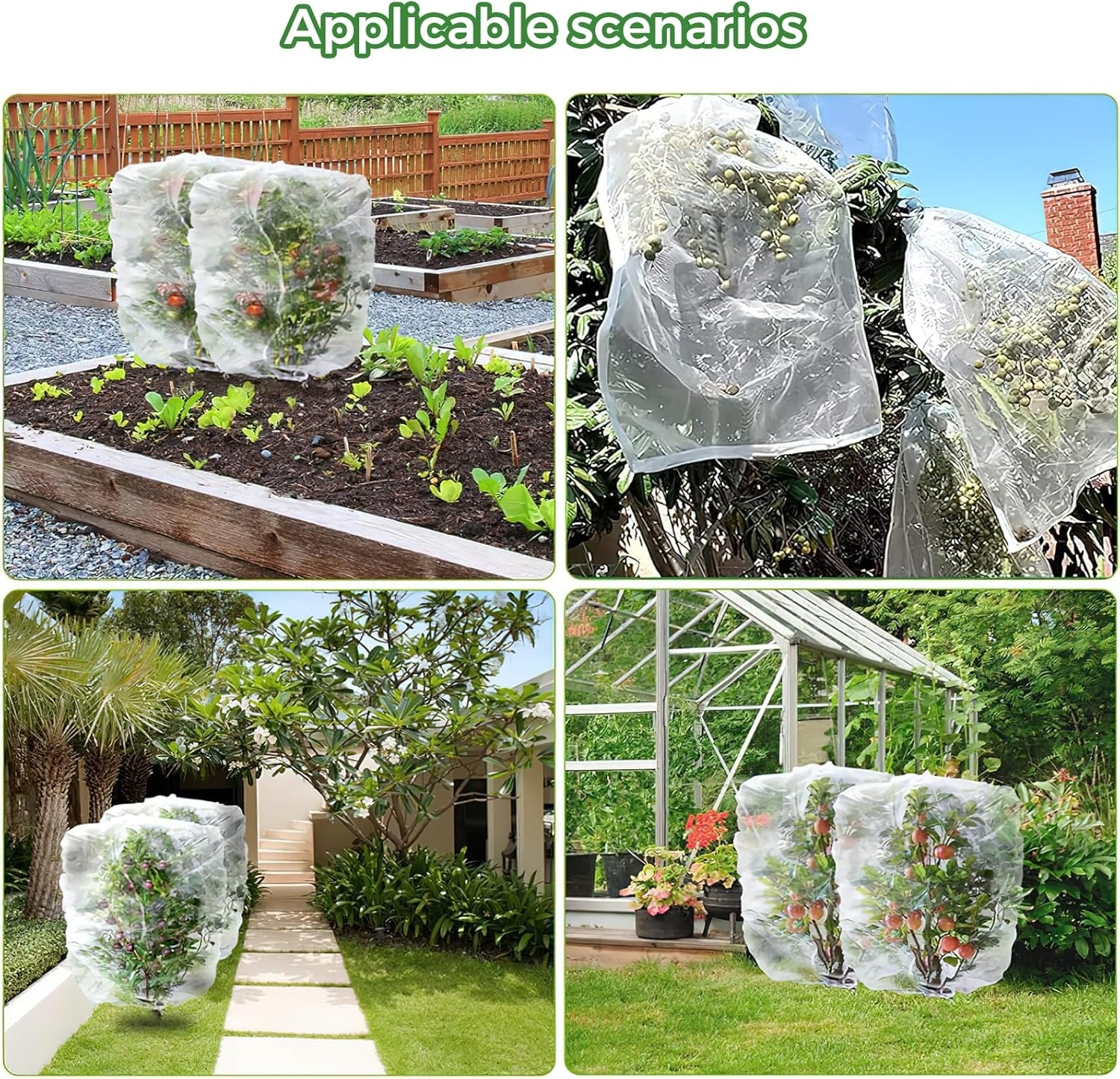 2Pcs 3.28 X 4.59 Ft Fruit Tree Net, Garden Insect Net, Plant Cover, Transparent Bird and Plant Barrier with Zipper and Drawstring, Flower and Fruit Net for Preventing Deer, Squirrel image number 4