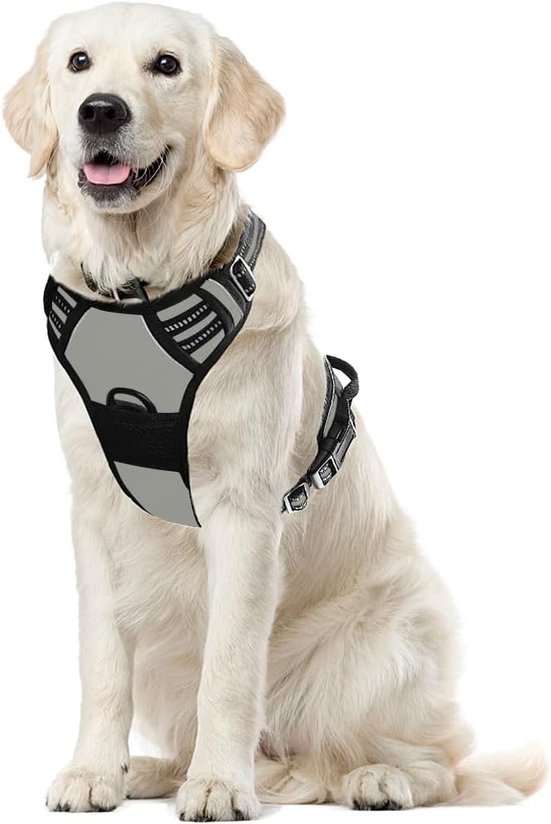 Voarge Dog Harness for Large Dogs, Anti-Pull Dog Harness with Control, Adjustable Vest Dog Harnesses with Easy to Use Handle for Training or Walks (Grey, S)