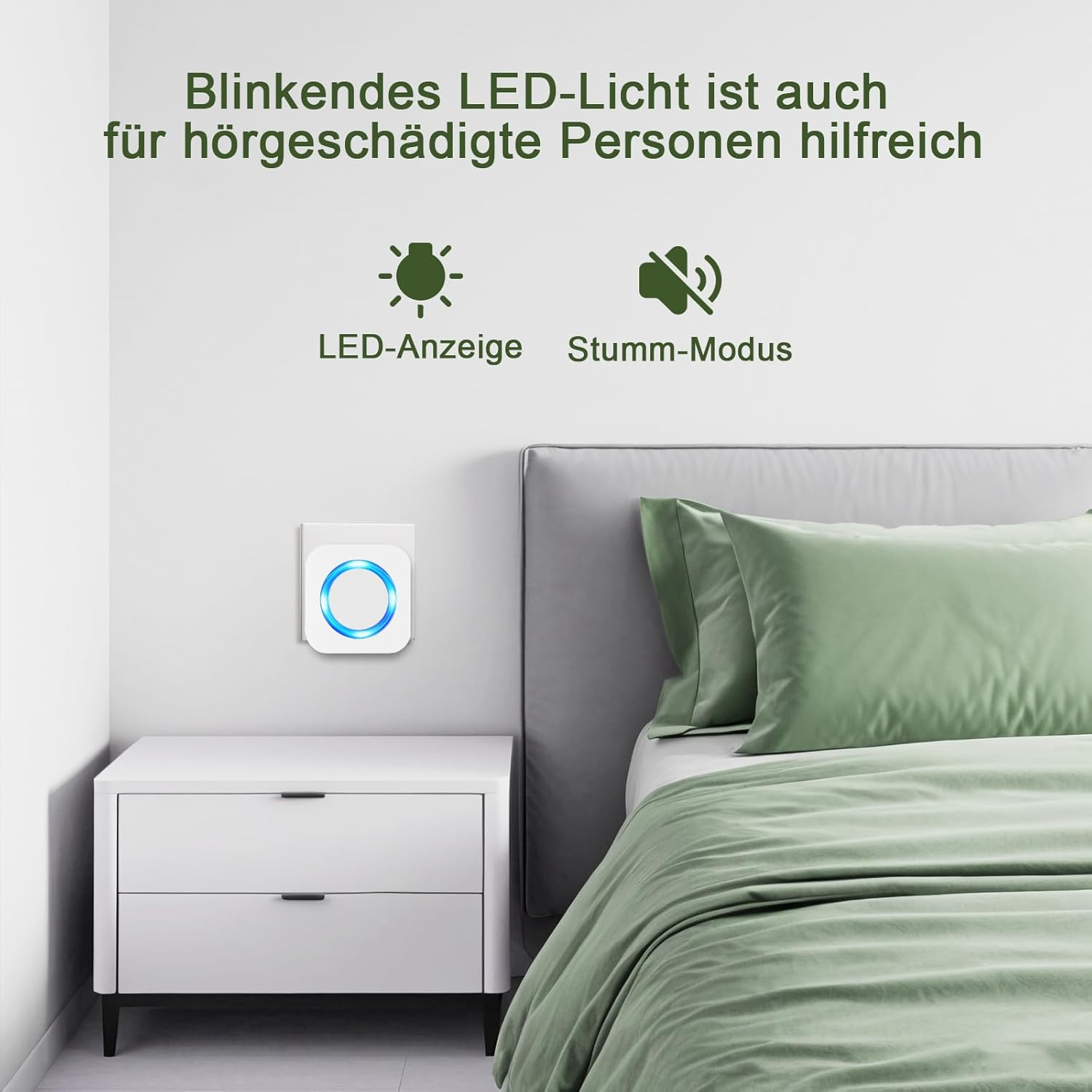 Wireless Bell 3 Receivers 2 Transmitters 400 M Wireless Range Front Door Bell Outdoor Waterproof Doorbell with 55 Ringtones, 5 Volumes, Flashing LED, House Bell Wireless Sets, White