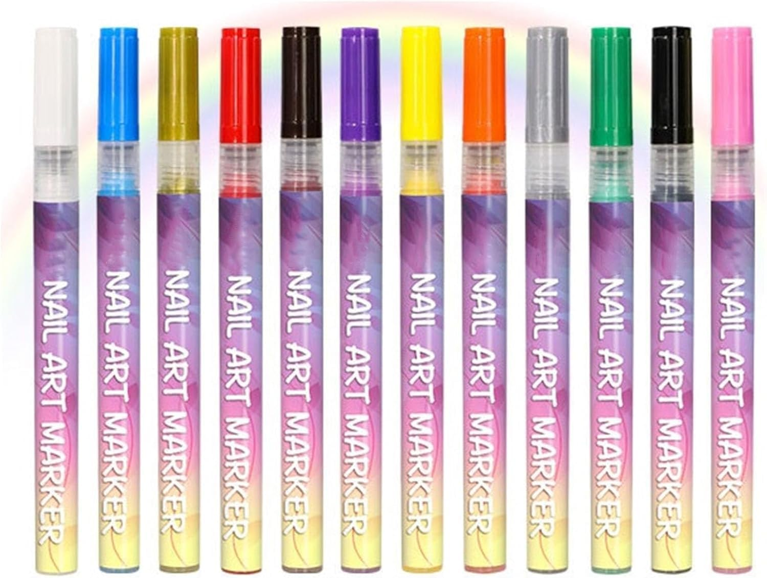 12 Colors Nail Art Pens Set, Nail Art Markers for Gel Nails DIY Nail Art Marker Drawing Painting Liner Pen 3D Nail Polish Pens Quickly Dry Nail Art Nail DIY Decoration image number 1
