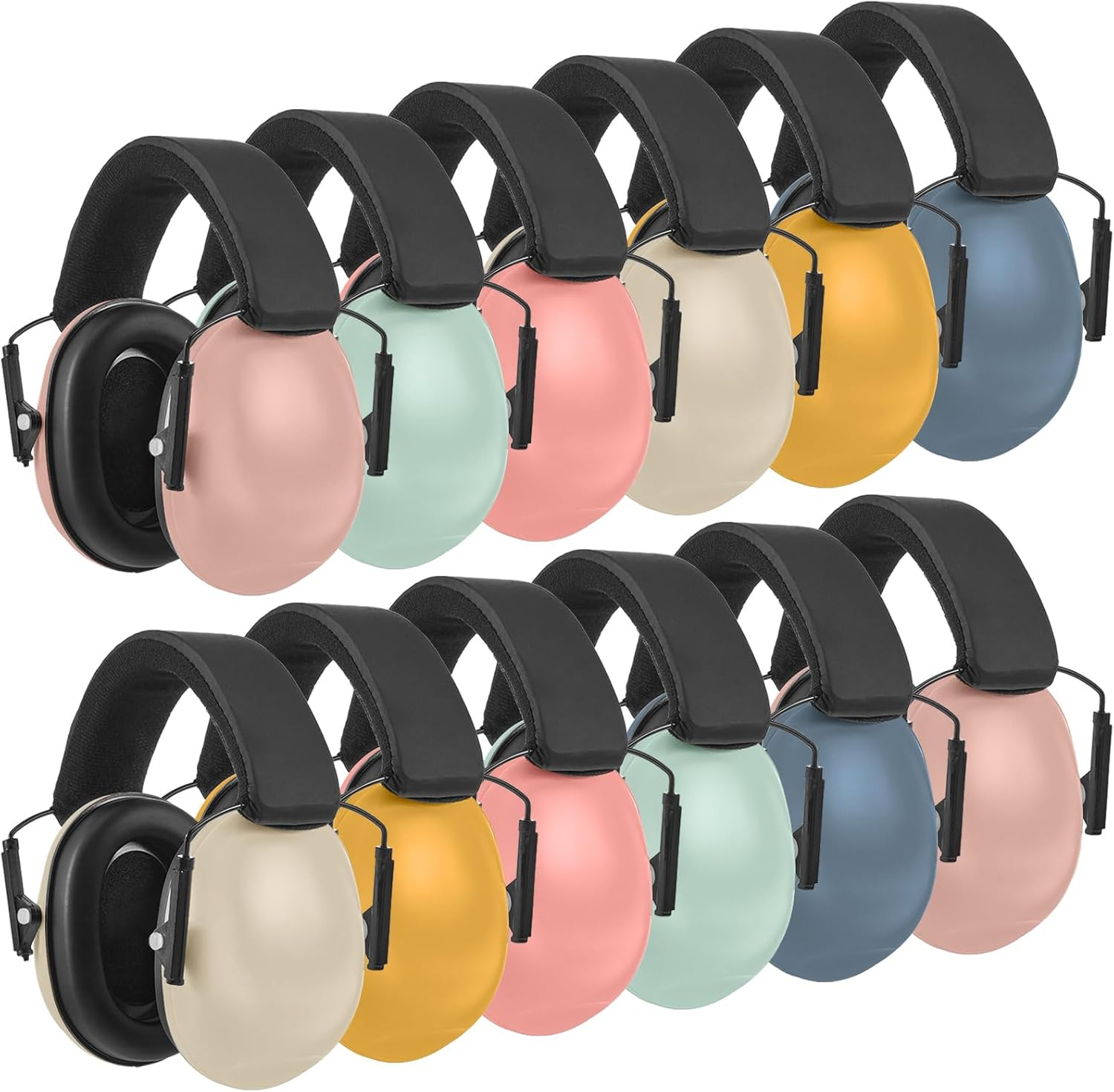 Amylove 12 Pcs Kids Ear Protection Noise Cancelling Headphones Ear Muffs Bulk 27Db Adult Noise Reduction Hearing Earmuff(Universal Fit (Kids & Adults),Classic Style,Happie Boho Color) image number 2