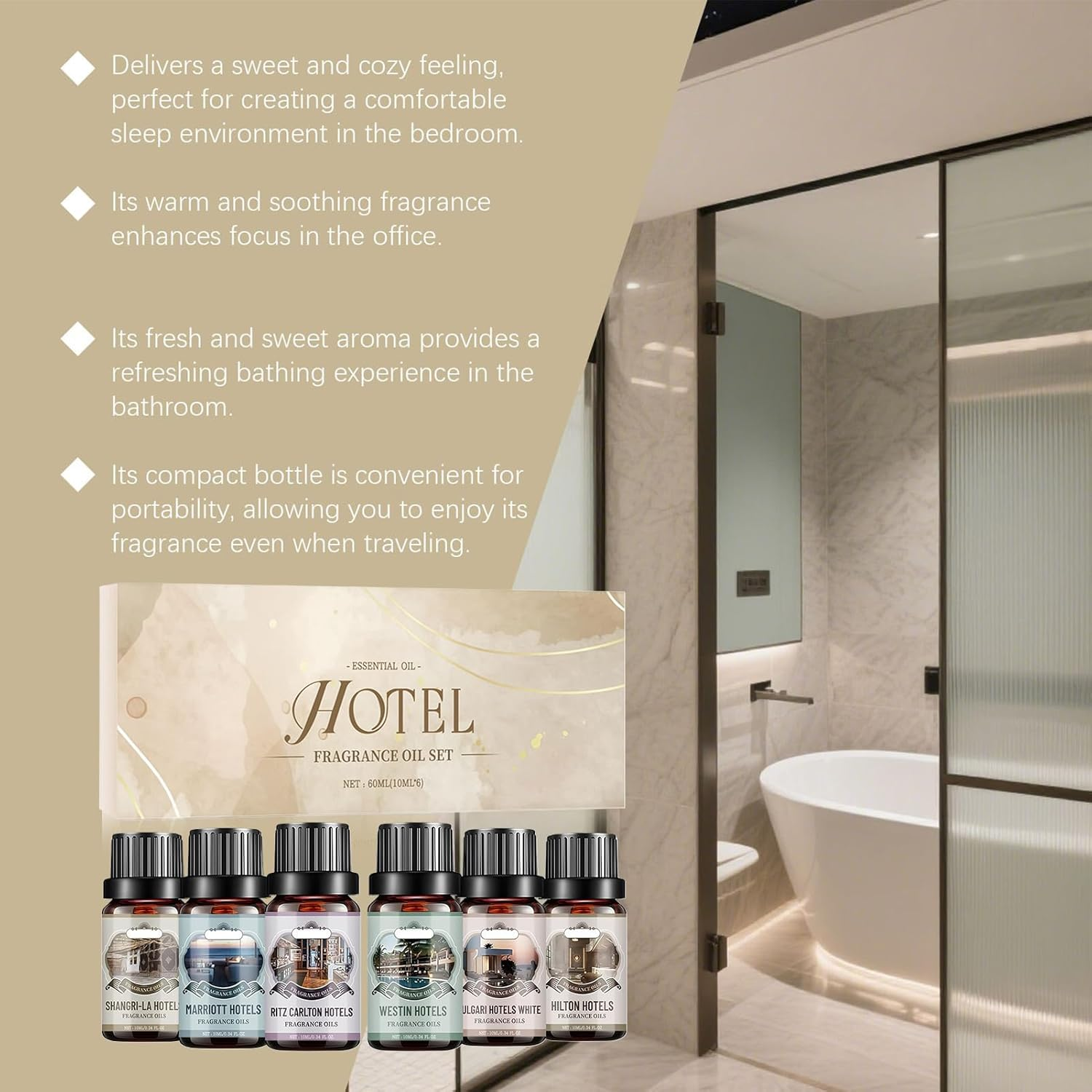 Fragrance Oil - 6 Pieces 10Ml Diffuser for Long-Lasting Aromatherapy, Multi-Purpose Use with Soap Making, Room Scent, Scented Oil for Hotel, Home, Bedroom, Car, Spa