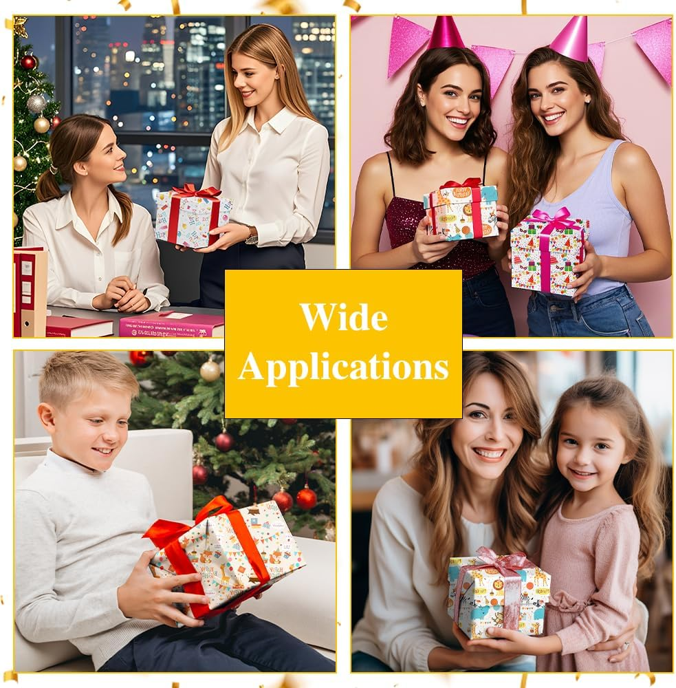 Rugwioyu Gift Wrapping Paper Happy Birthday 12 Sheets 20X27In 4 Style Funny Wrapping Paper Gift Girls Boys Wrapping Supplies image number 5