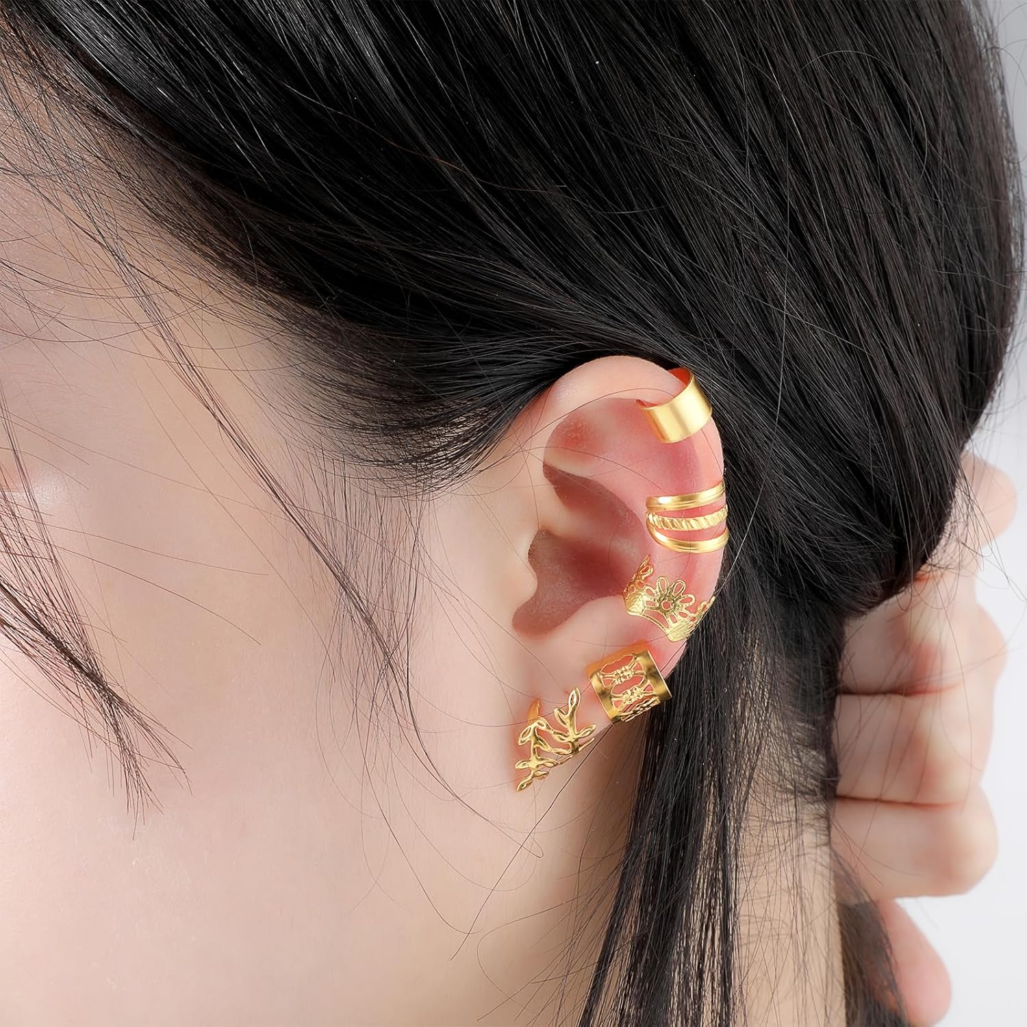 Prasacco 50Pcs Gold Hair Jewelry for Braids, Loc & Dreadlocks - 5 Styles, Luxury Gold Rings & Cuffs - Adult Women'S Hair Clip Accessories image number 1