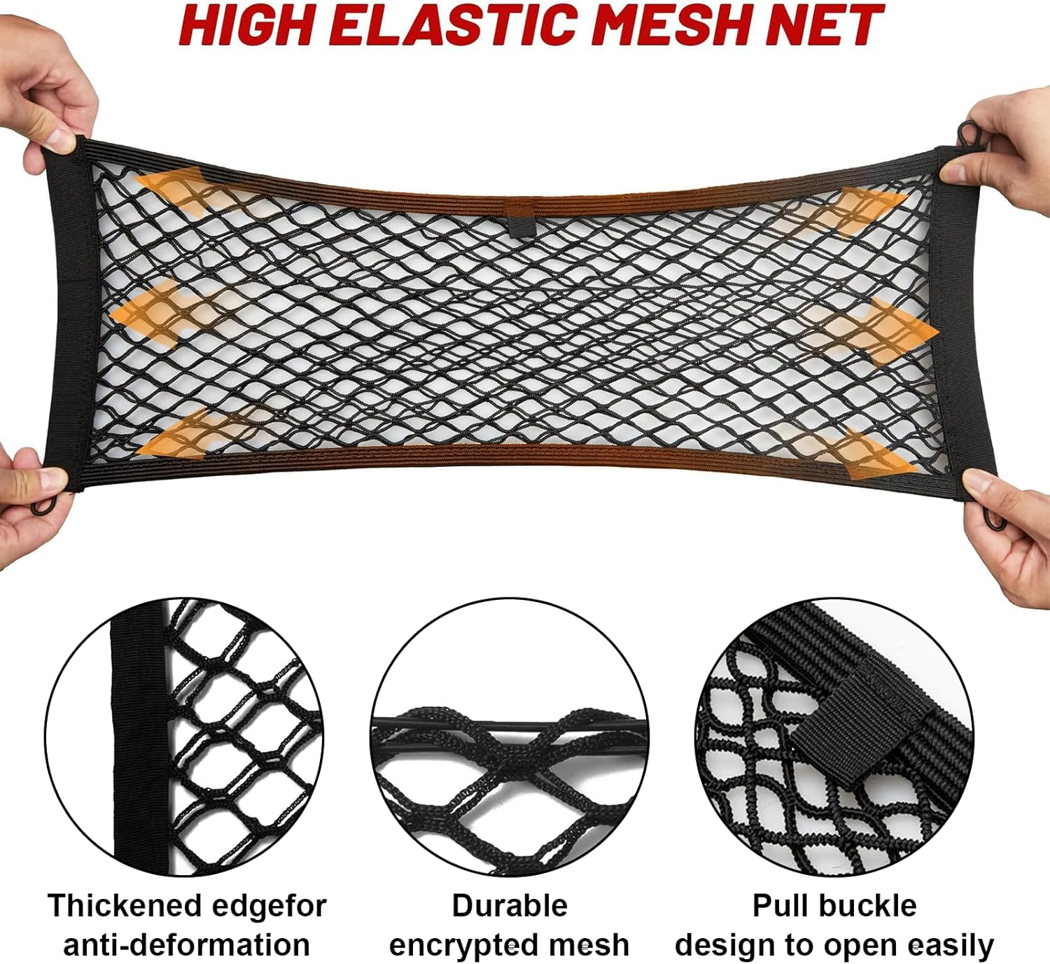 Cargo Net for SUV &ndash; Heavy-Duty SUV Cargo Net & Trunk Net, Small Car Net Storage, Automotive Cargo Nets for Suvs, Cars & Pickup Truck Bed, Durable Cargo Netting for Trunk & Truck Use image number 6