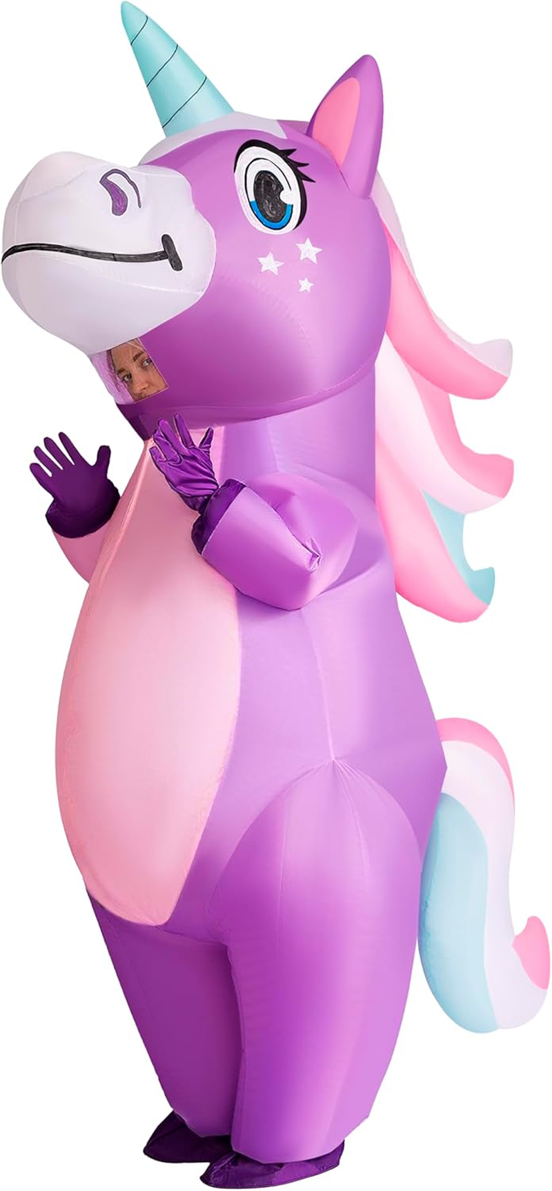 Spooktacular Creations Inflatable Costume Adult, Full Body Riding a Unicorn Blow up Costume for Halloween Inflatables Party