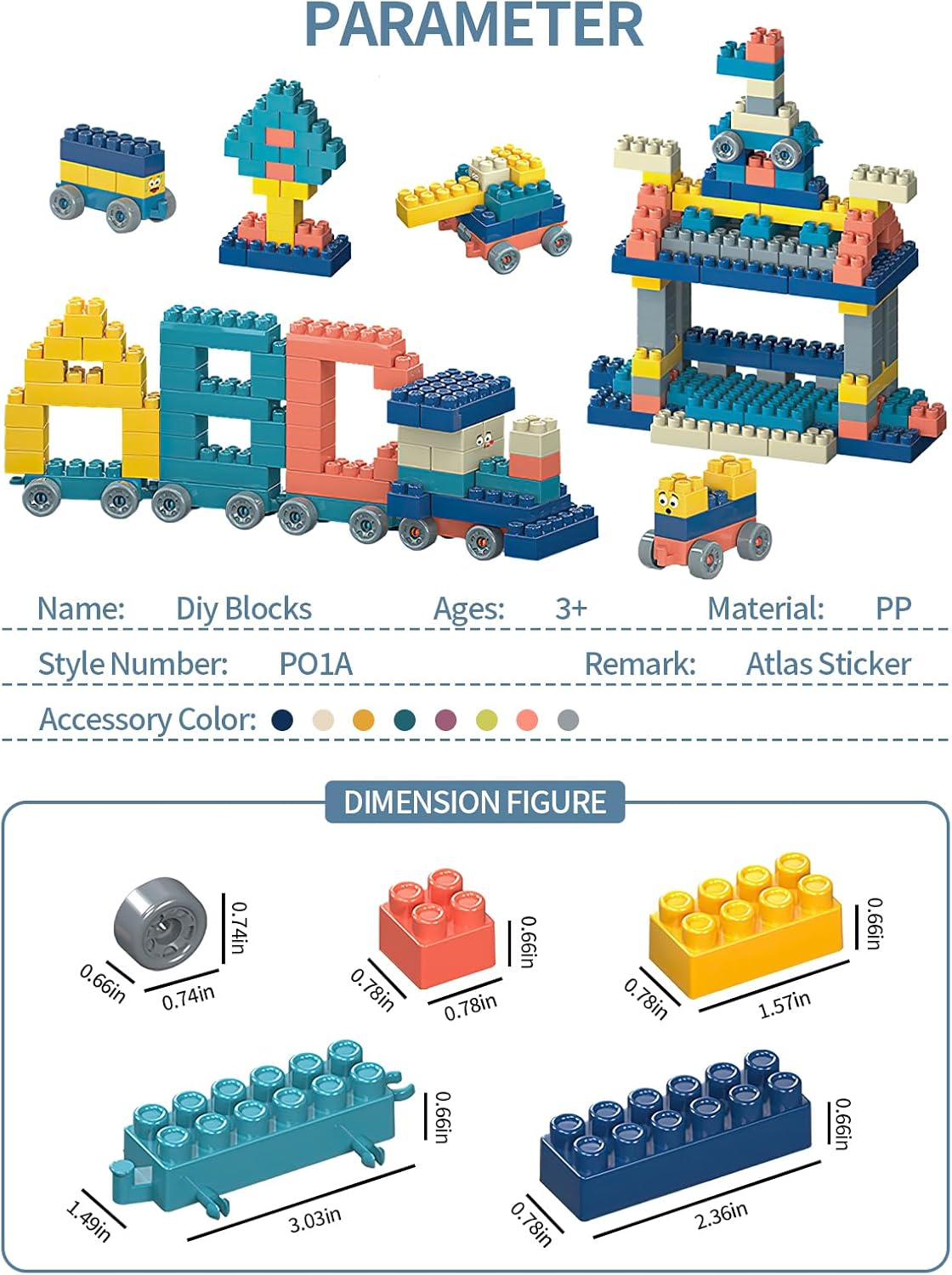 Oolong 300 Pcs Building Blocks,Building & Construction Toys,Educational  Blocks, with Torage Box,Suitable for All Children Intelligence Development Brain Stimulation,Parent-Child Interaction Toys image number 4