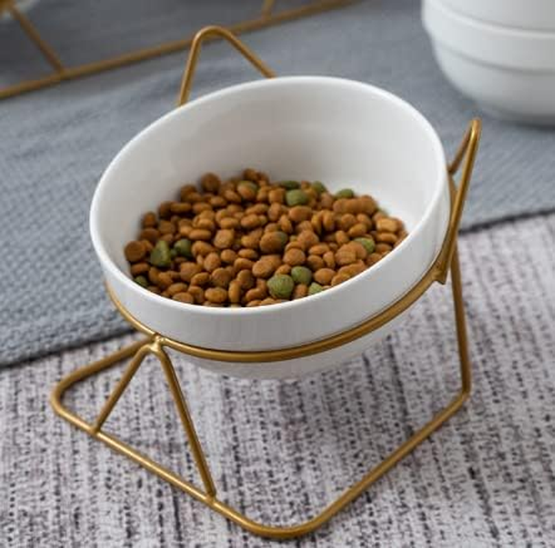 Anseom Ceramic Cat Bowl Feeding Bowl Cat Raised Cat Bowls with Stand Dog Bowl Ceramic Tilted Raised Ceramic Cat Feeding Bowl for Cats (Single Bowl)
