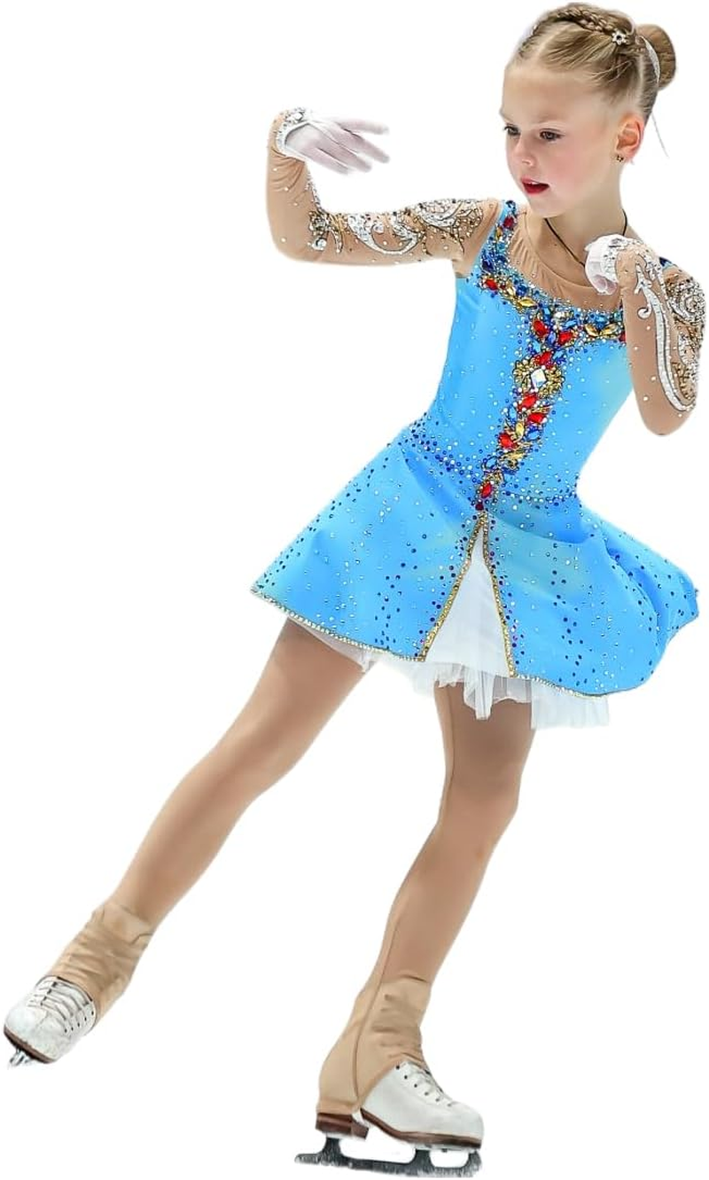 Aevsport Women Mesh Tights for Figure Ice Skating with Seam over the Heel of the Boot