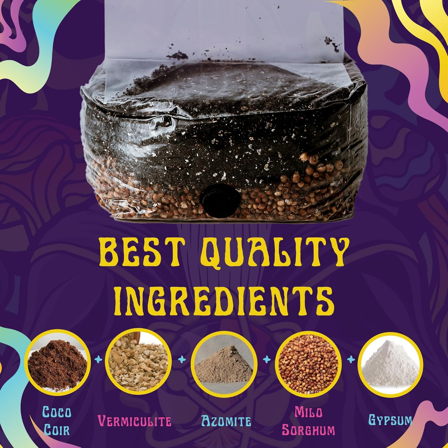 SPORE SORCERY Mushroom Growing Kit | 2Lb All-In-One Mushroom Grow Kit with Proprietary Nutrients | Grows like Magic | Mycology Supplies Kit with Injection Port | High Yielding | Spores Not Included image number 1