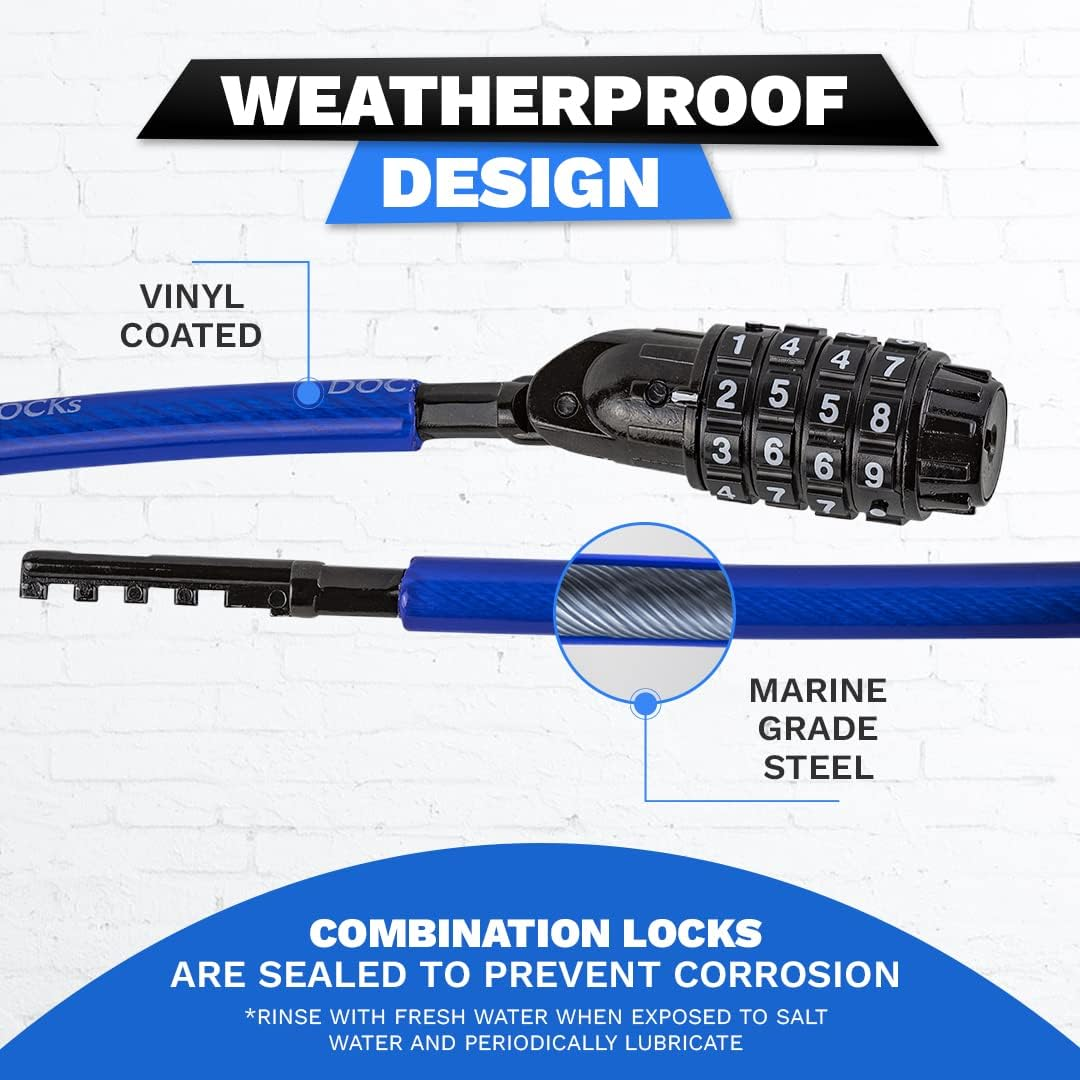 Dockslocks Weatherproof Coiled Security Cable Lock, 25Ft, Anti-Theft Protection, Resettable Combination, Black image number 4