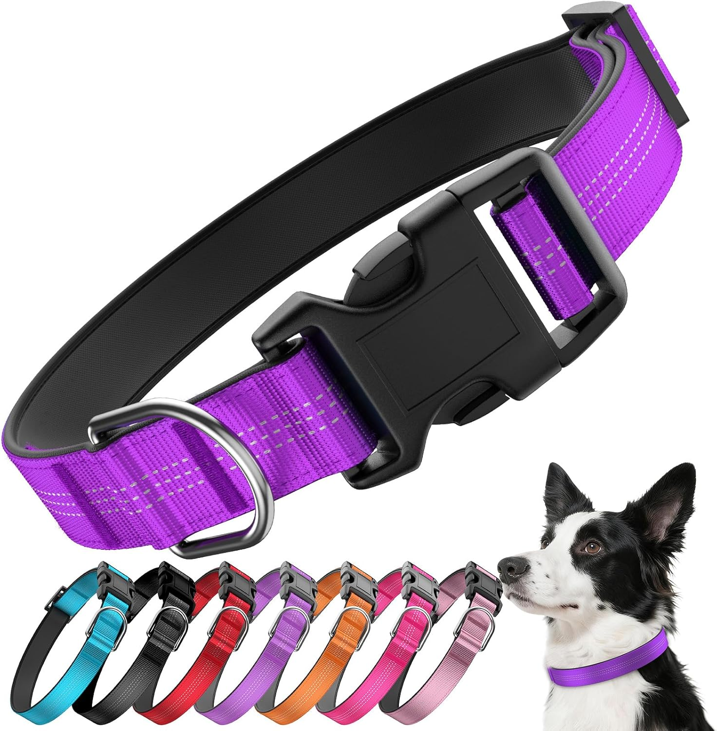 Reflective Air Tag Dog Collar - 100% Waterproof Dog Collar Airtag Holder | Extra-Durable, Soft Padded Airtag Dog Collars for Small Medium Large Dogs image number 3