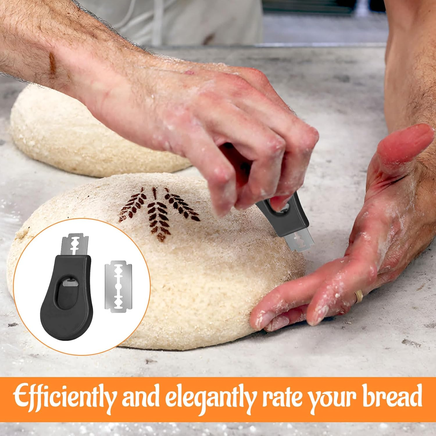 Bread Lame, 2 Pcs Bread Knife, Professional Sourdough Scoring Knife, Extractable Bread Lame Dough Scoring Tool for Sourdough Bread Making Tools (10 Pcs Replacement Blade) image number 5