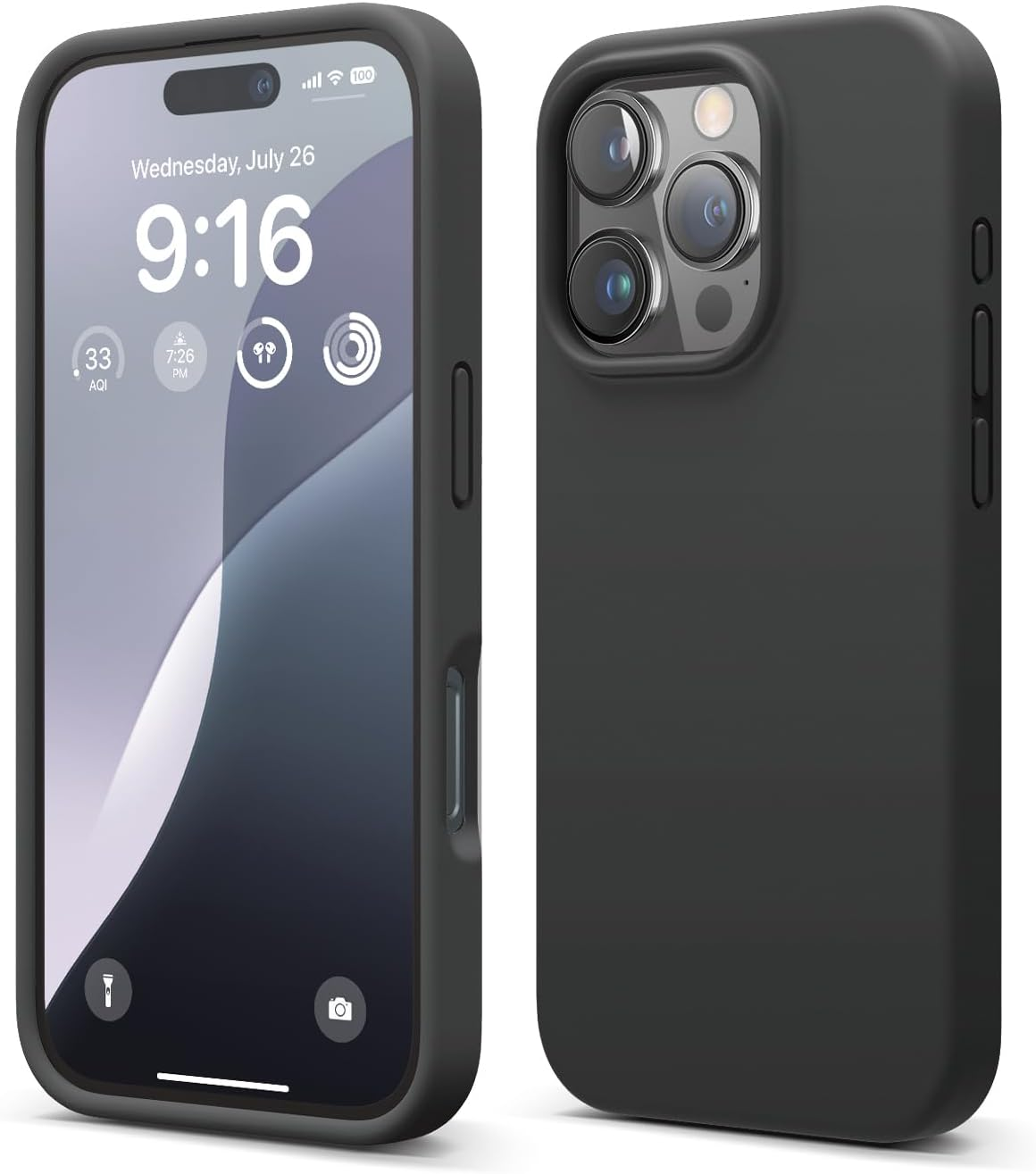 Elago Premium Liquid Silicone Case Compatible with Iphone 16 Pro Case, Full Body Protective Cover, Shockproof, Slim Phone Case, Anti-Scratch Soft Microfiber Lining, 6.3 Inch (Black)