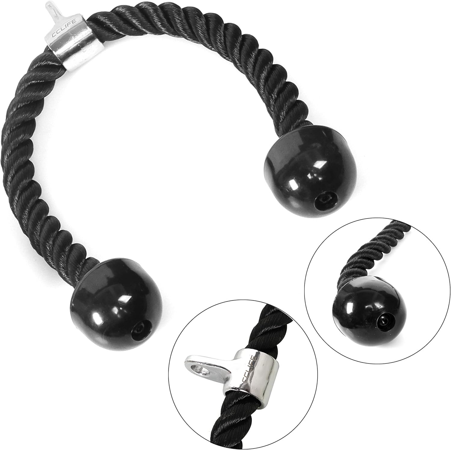 CCLIFE Triceps Rope Nylon 70/85/100 Cm Biceps Triceps Rope Pulley Fitness Cable Pull Handle Double Handle for Workout on Pulley Cable Pull Power Tower Size: 70 Cm