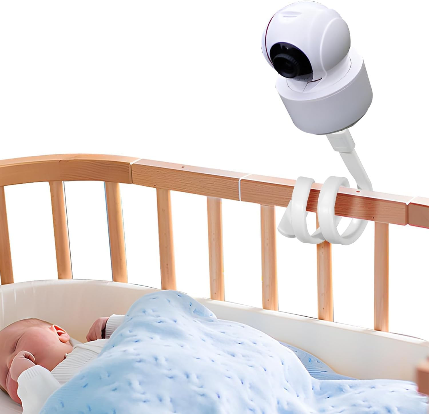 Universal Baby Monitor Mount - No Drilling Required Baby Camera Holder Crib Camera Stand with 1/4 Screw Twist Compatible with Arlo, Motorola, Hello Baby and Most Monitor Cameras (Twisting 0.5M) image number 2