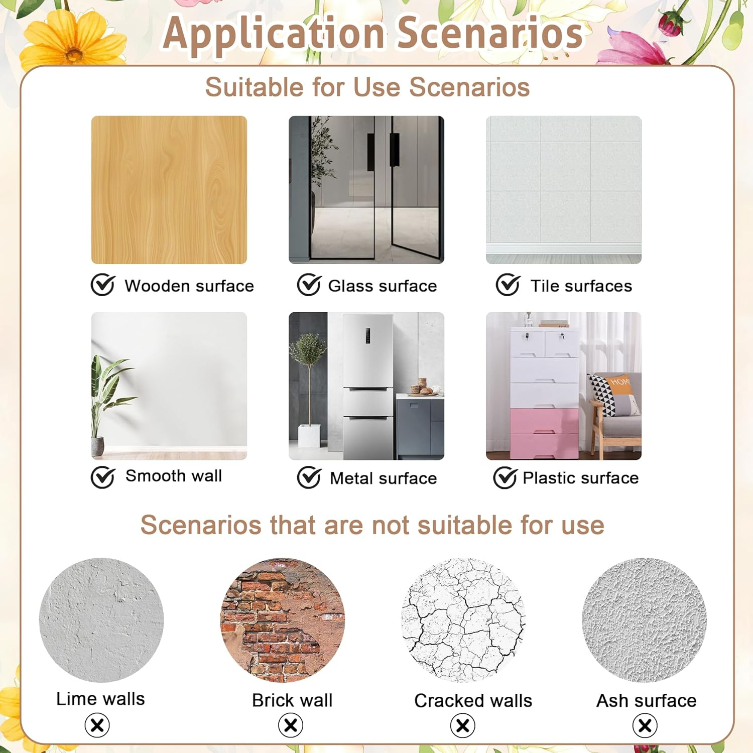 Garden Flower Wall Stickers - Butterfly, Daisy, Wildflower Plants Decals for Bedrooms, Living Room, Nursery, Home Office, Sofa Decorations