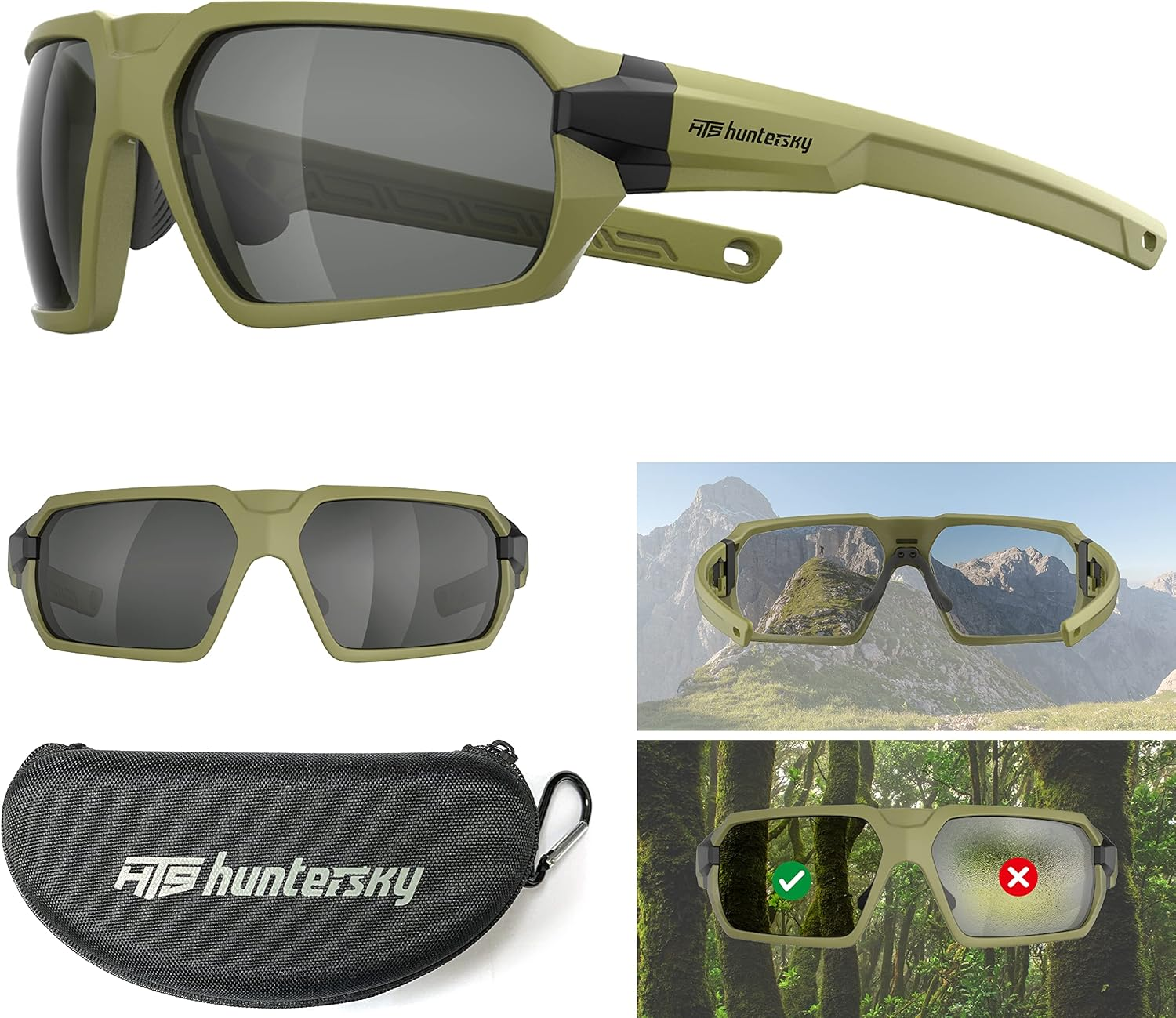 HTS HUNTERSKY Q37 Anti-Fog Polarized Tactical Hunting Shooting Sunglasses Military Grade Ballistic Impact Protection Eye Pro Army Glasses, Motorcycle Riding Running Driving Range image number 2