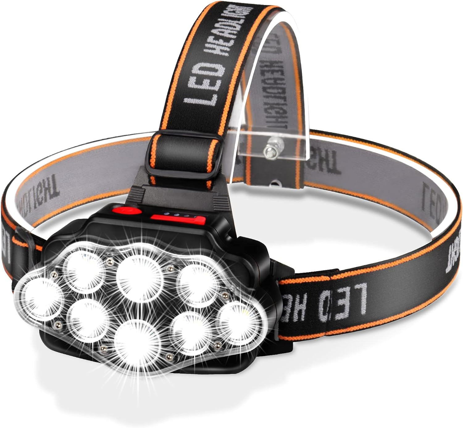 DAWINSIE Headlamp LED Rechargeable USB, 8 LED Head Torch 4 Modes, Waterproof, Perfect for Work, Outdoor, Camping, Hiking, Fishing image number 2