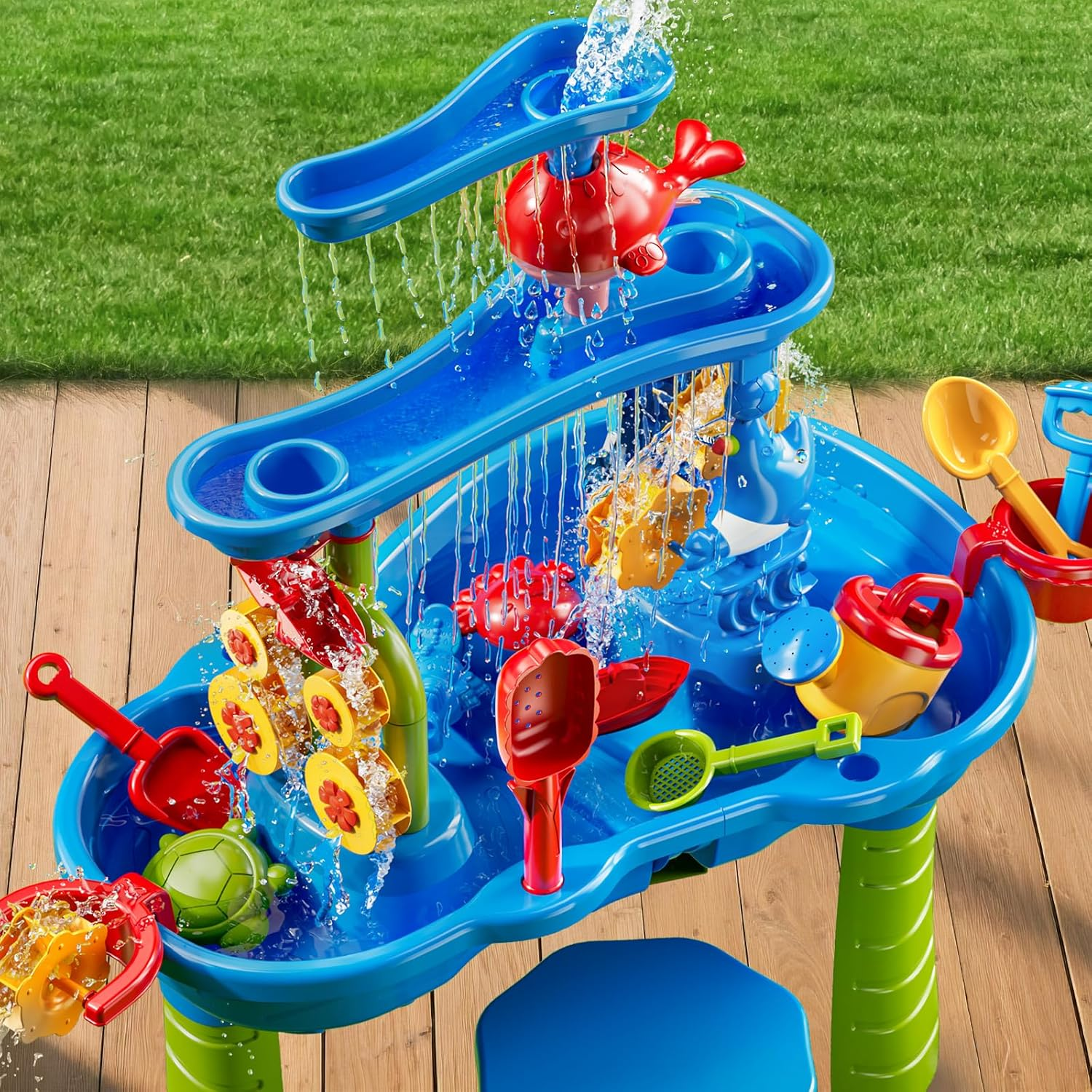 MSKOLER 3 Tier Water Table with Chair for Toddlers 3 4 5 Years Old &ndash; Kids Outdoor Sensory Play Table for Backyard or Beach Fun, Party Birthday Gifts for Boys and Girls Ages 4-8 9-12 image number 2