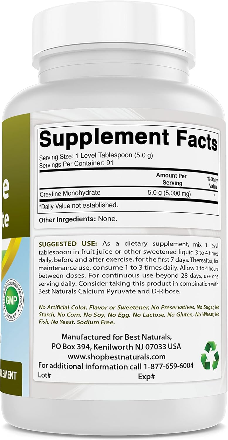 Best Naturals Creatine Monohydrate 1 Lb Powder image number 2