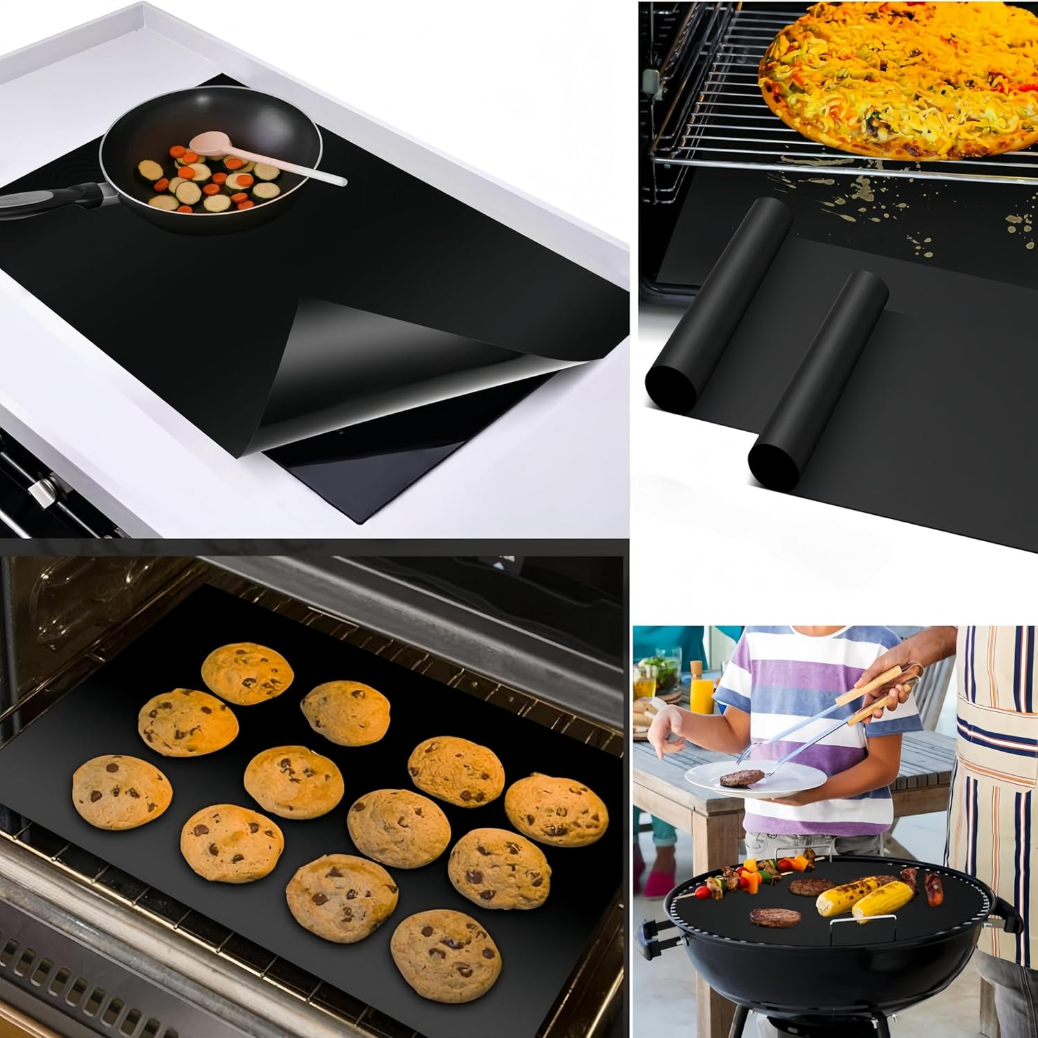 3 Pcs Oven Liners,40 X 60 Cm Non Stick Oven Mats, Thick Duty Teflon Induction Cooker Protector Mat, Easy to Clean Grill Mat, for Bottom of Electric Oven Gas Oven Toaster Oven Microwave Stove Grill image number 2