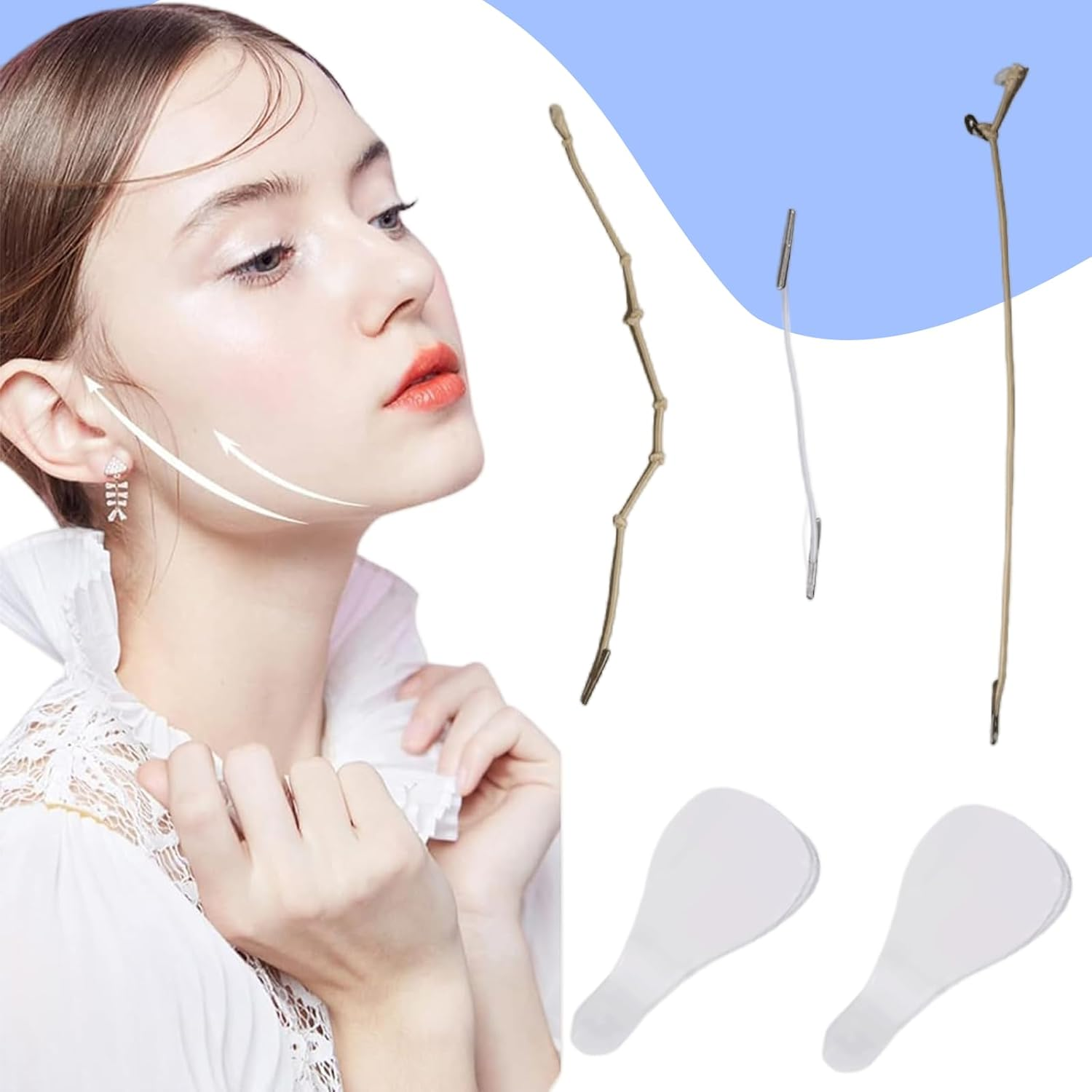 Jeyzuroa 120-Piece Face Lift Tape Invisible Instant Skin Support Strips Breathable Adhesive - for Temporary Lift Effect Face & Neck Tapes, Eyes and Brows Face Tape Strings for Lifting Sagging Skin