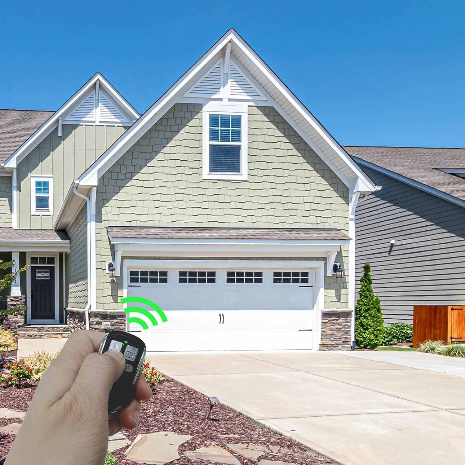 QSDIYRF Gate/Garage Door Remote ONLY Compatible with 81CR 82CR 84CR ARC-6 Receivers, Replacement for ECA White Roman Numerals Buttons Remote Control (433Mhz, Green LED Indicator, 1 Pack) image number 6