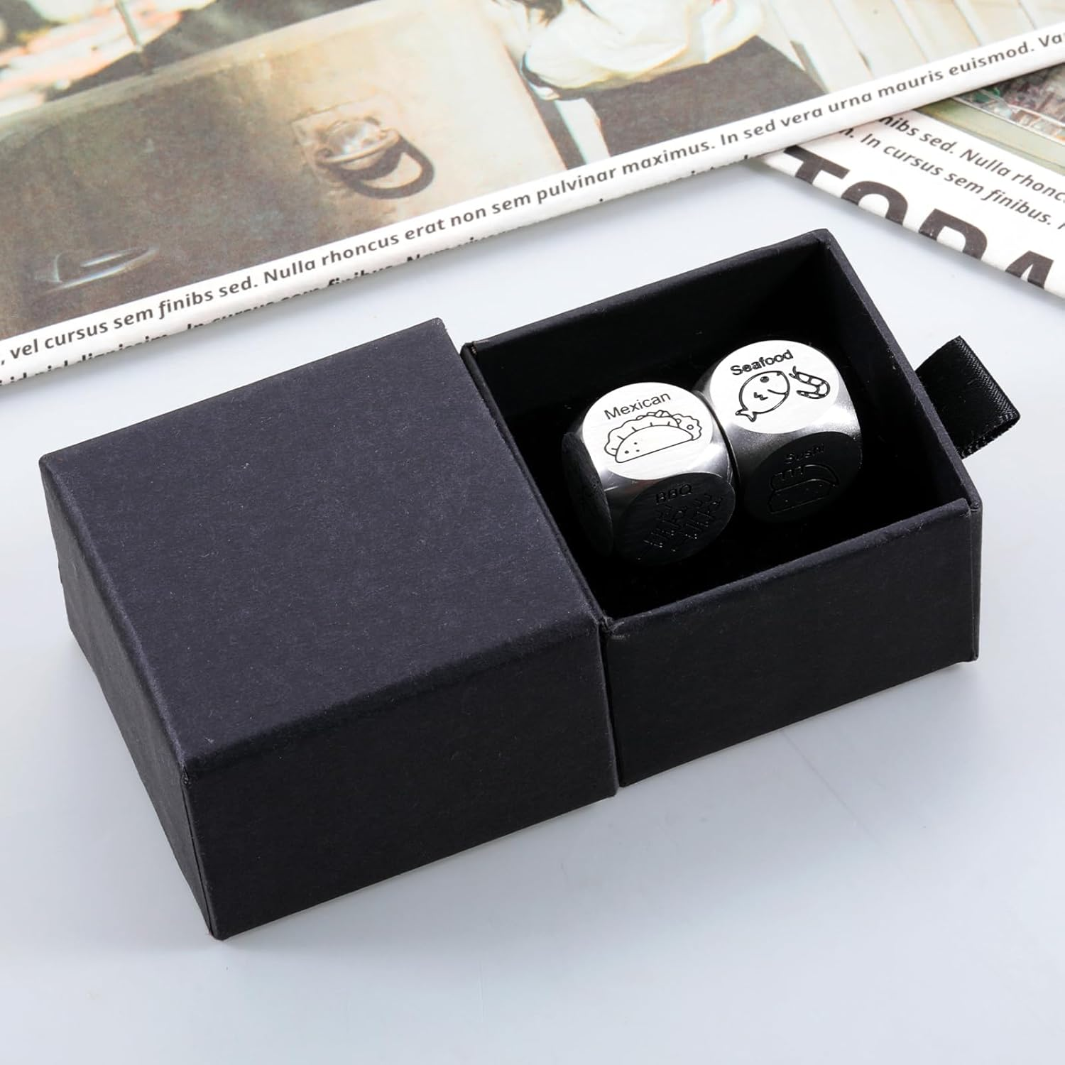 11Th Anniversary Steel Gifts- Date Night Ideas for Couples Iron Gifts for 11Th Anniversary 11 Year Wedding for Her Him Food Decision Dice Christmas Birthday Gifts for Boyfriend Husband image number 1