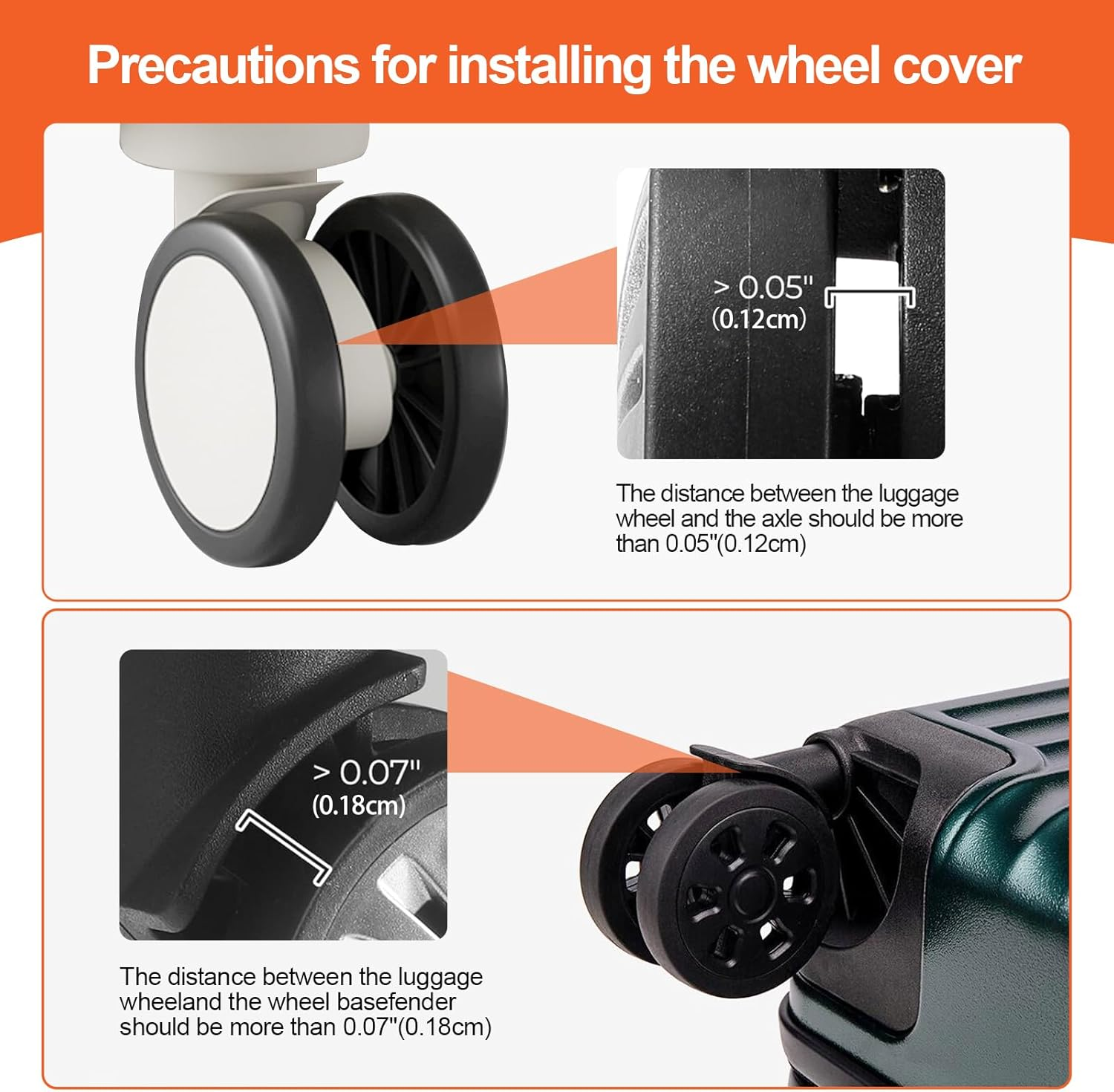 8 Pcs Upgrade Luggage Wheel Covers for Carry-On Suitcases-H HOME-MART Wear-Resistant Trolley Caster Case, Anti-Noise Suitcase Wheel Protectors for 2-2.4" Spinner Wheels (Blue) - Blue image number 4