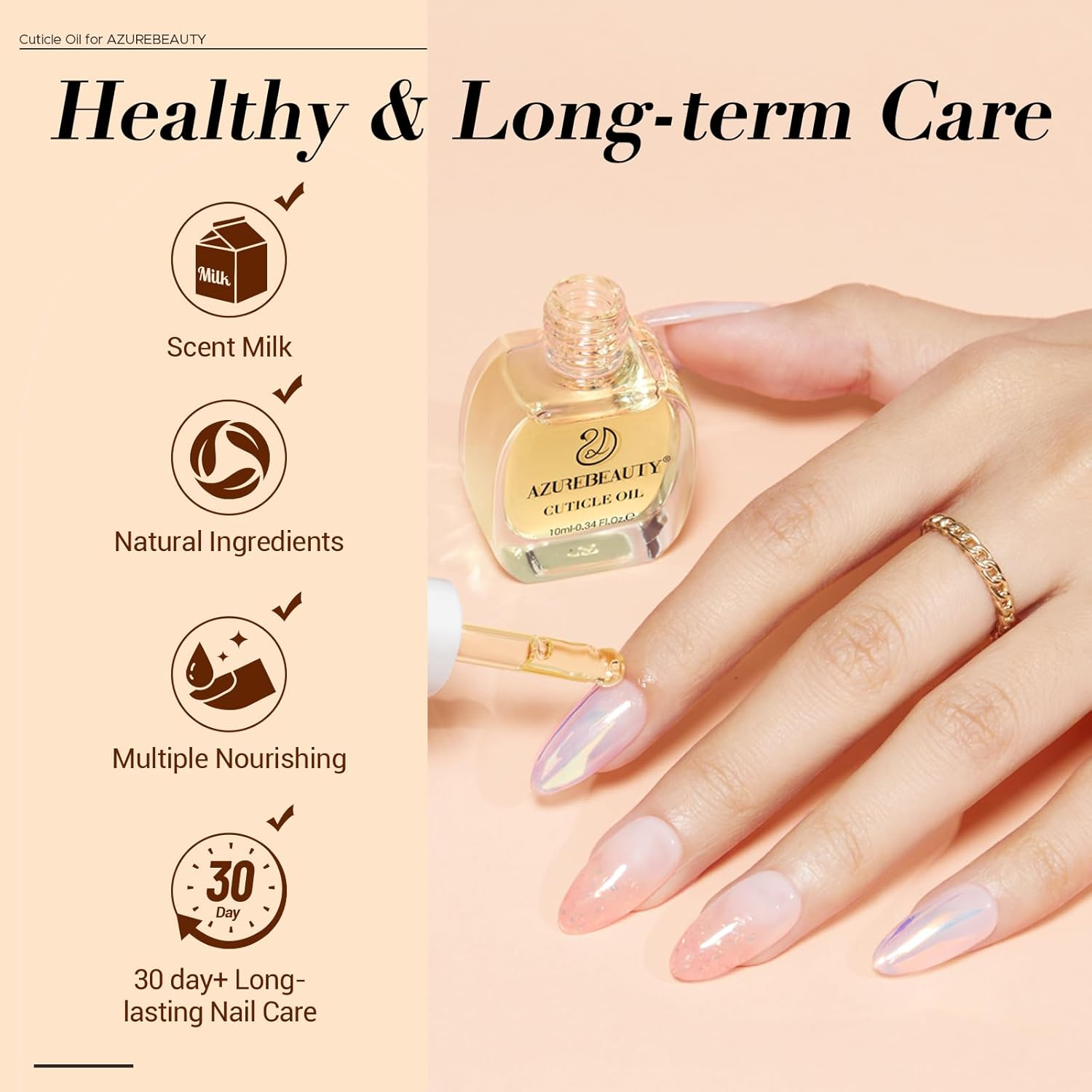 Cuticle Oil, 10Ml Natural Nail Nourishing Oil & Cuticles Care Strengthener Oil with Vitamin E and Keratin - for Repair, Moisturize, and Strengthener for Damaged Nails