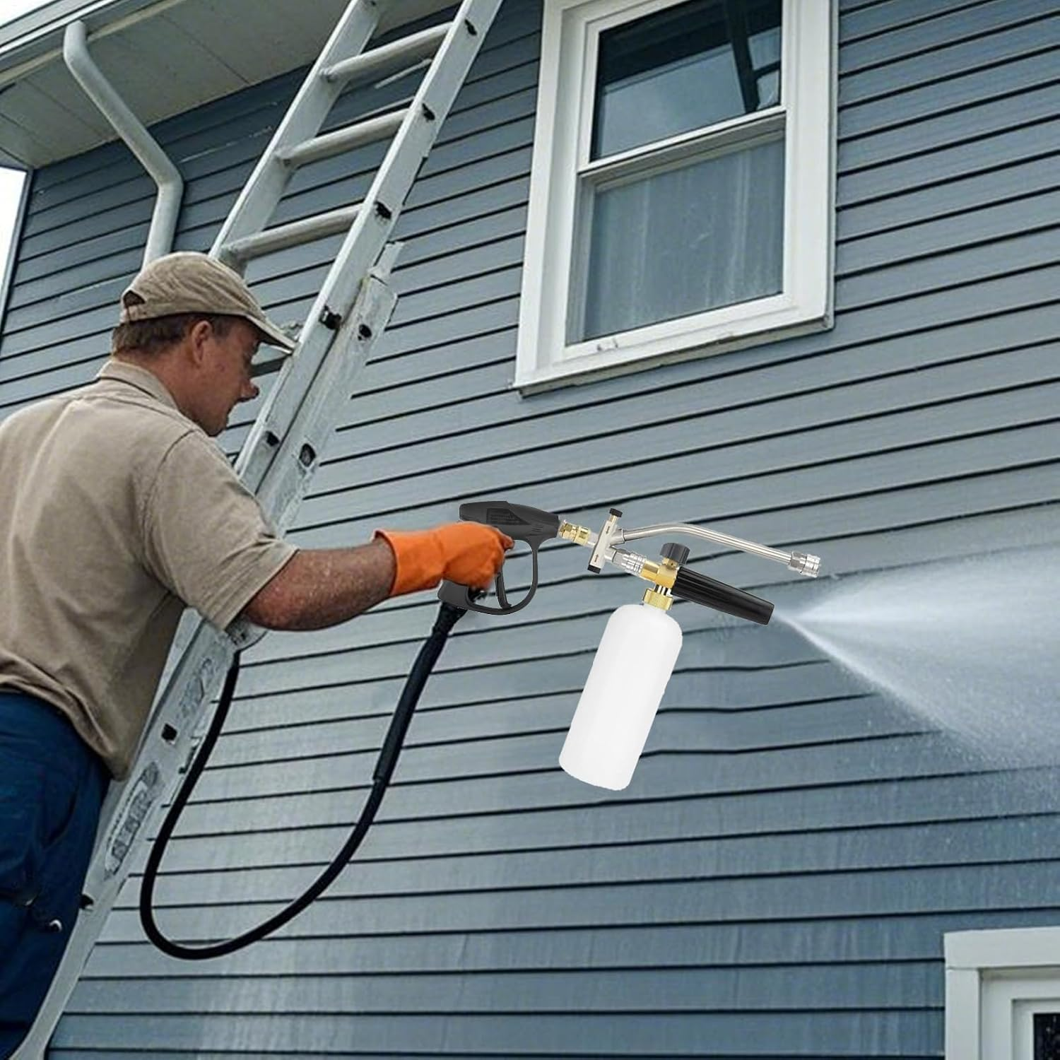 Foam Cannon Pressure Washer Kit - Double Nozzle Sprayer, Connector | Versatile Cleaning Accessory, High-Pressure Detailing Tool with Multi-Purpose Use during Home Exterior Washing, Auto Care, Garden image number 3