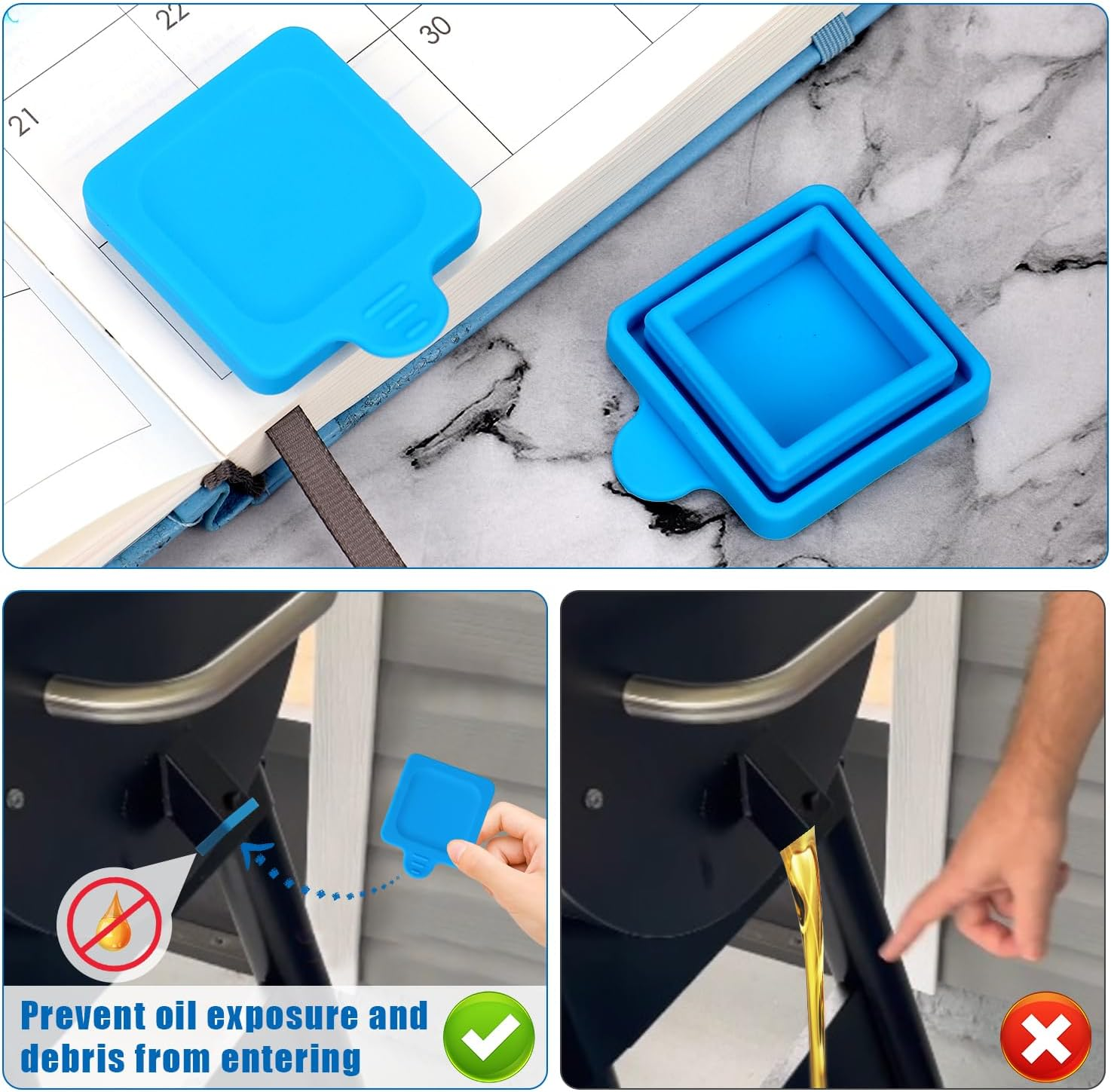 2Pcs Silicone Grease Chute Cover for Traeger Grill, 1.8X1.8 Inches Grease Chute Sealing Cover Accessories for Traeger Ironwood 885, Pro Series 34, Pro 780 Grills with Grease Chute (Blue) image number 4