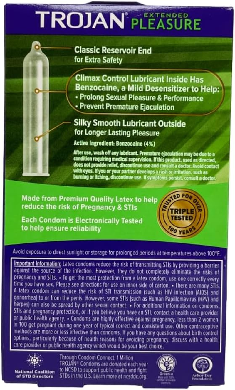 Trojan Condoms, Pleasures, Extended Climax Control, Lubricant, Latex - 12 Ct, Pack of 5 image number 2