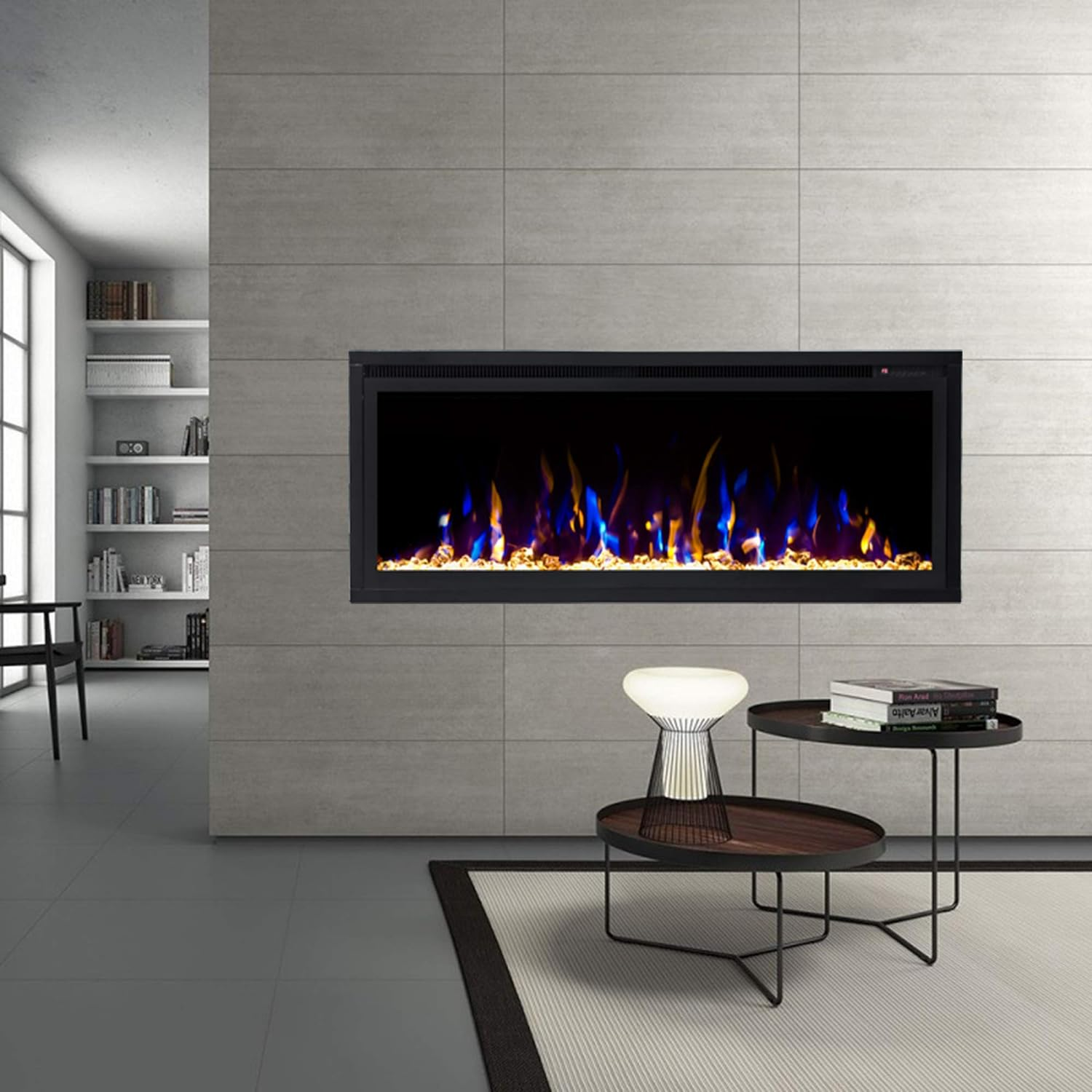 New Model 50" Slim Trim Black Built-In Recessed/Wall Mounted Heater Electric Fireplace image number 2