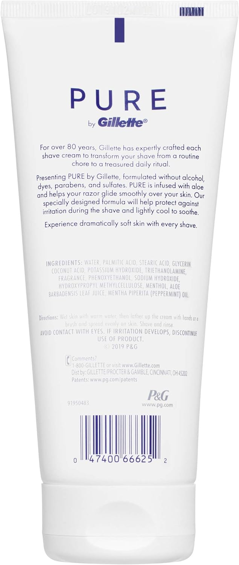 Gillette Pure Soothing Shave Cream for Men 170 G (Pack of 2) image number 1