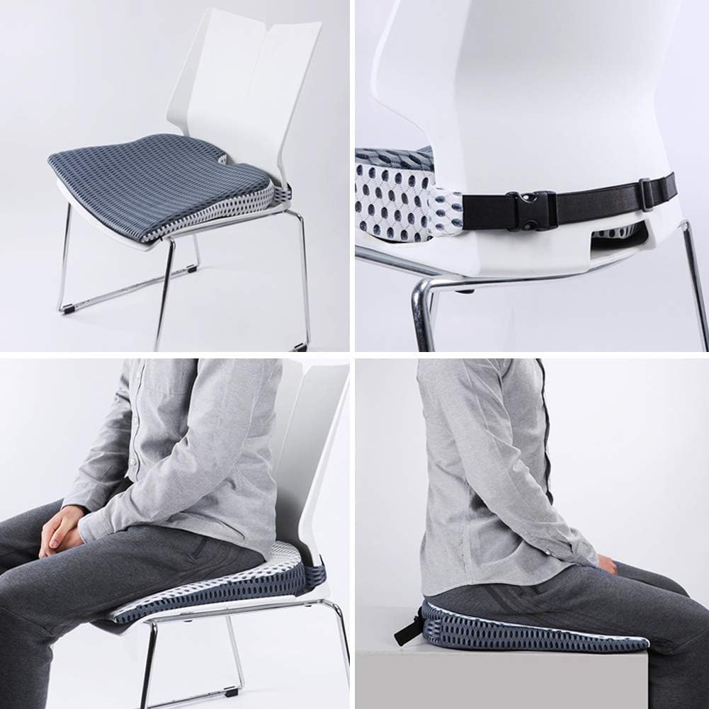 Car Wedge Seat Cushion for Car Driver Seat Office Chair Wheelchairs Memory Foam Seat Cushion (Black) - Grey image number 4