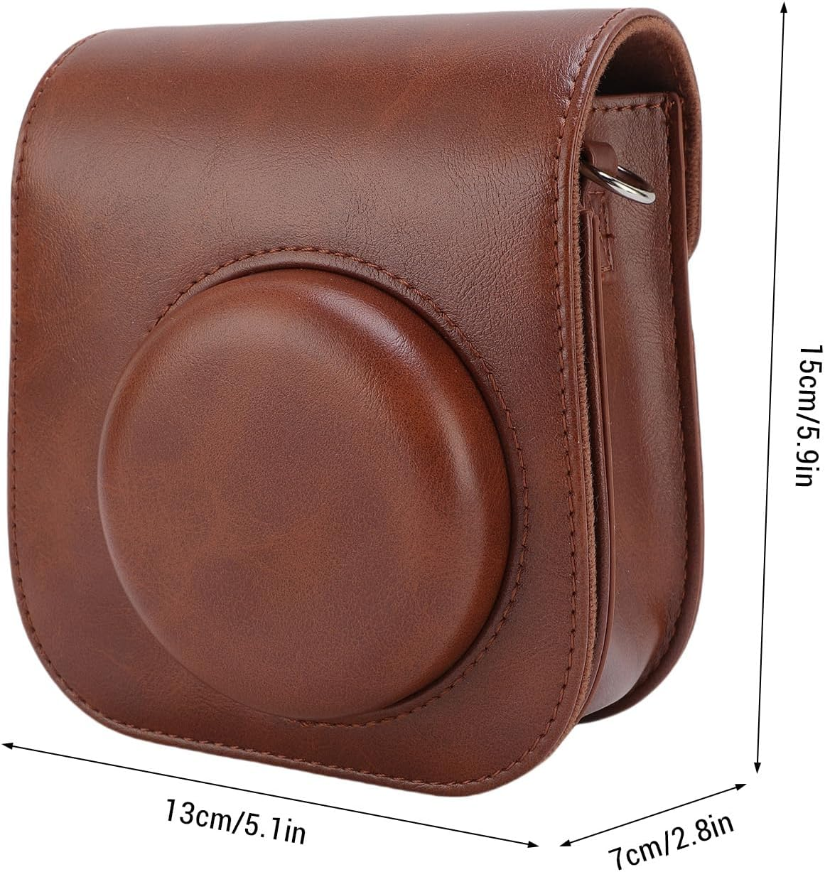 Jectse Protective Case for Mini12 Mini11 Instant Camera, PU Leather Bag Cover with Removable Adjustable Strap, L X W X H: 15 * 13 * 7Cm (Brown)