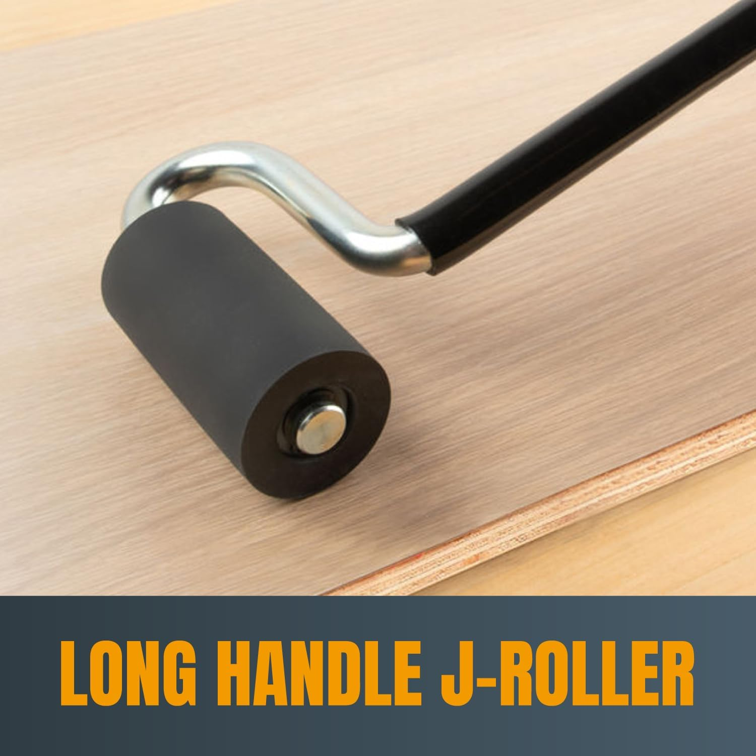 POWERTEC Long Handle J-Roller 12" Diameter 3" Wide Laminate Veneer Rubber Roller for Edge Banding, Wall Cladding, 1 Piece (71010) image number 2