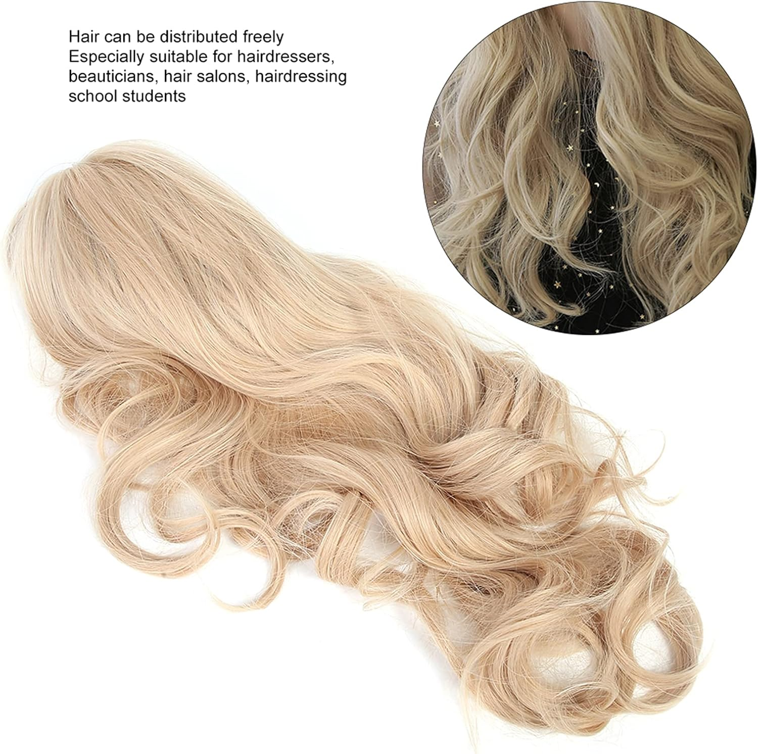 Long Blonde Wavy Wig for Women, 28In Middle Part Curly Wavy Wig Looking Synthetic Heat Resistant Fiber Wig for Daily Party Cosplay, Curly Wig Brown Roots Synthetic Wig