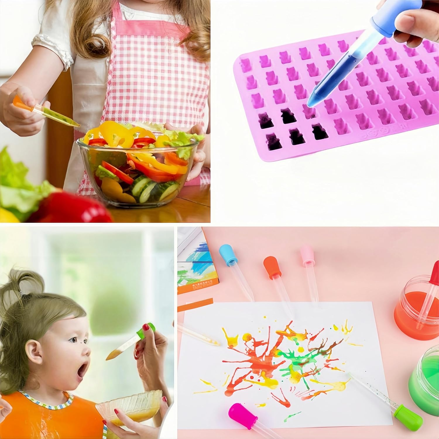 Wizefolk Silicone Liquid Dropper,10 Pack Reusable Plastic Pipettes,5Ml Candy Dropper, with 2 Cleaning Brush,For Home,School Laboratories,Science,Gummy Making,Oil,Water image number 1