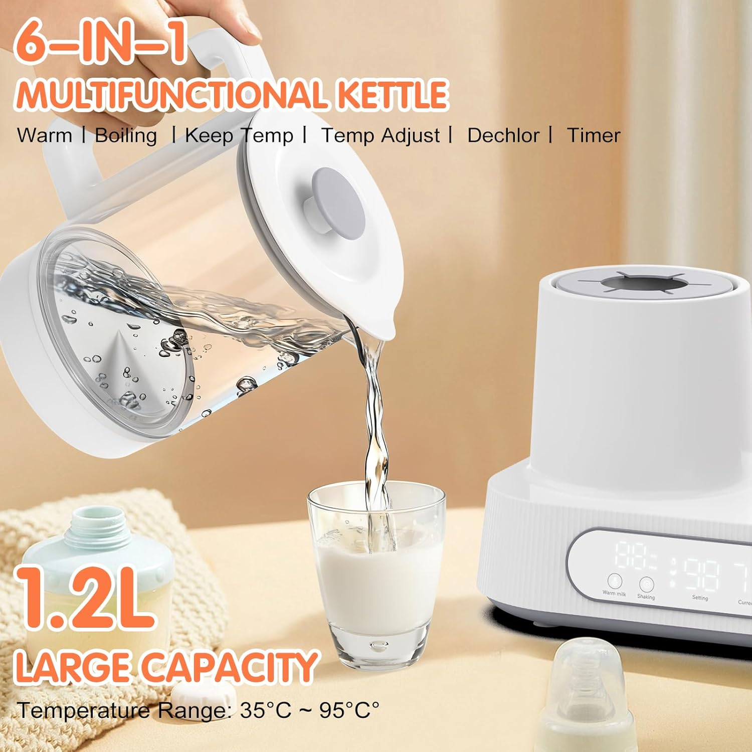 Advwin 2 in 1 Baby Bottle Milk Warmer & Shaker, Fast for Breastmilk & Formula, with Accurate Temperature Control, LCD Display, Timer, Off-Center & Smart Dual-Direction Mixing, Fits All Bottles image number 5