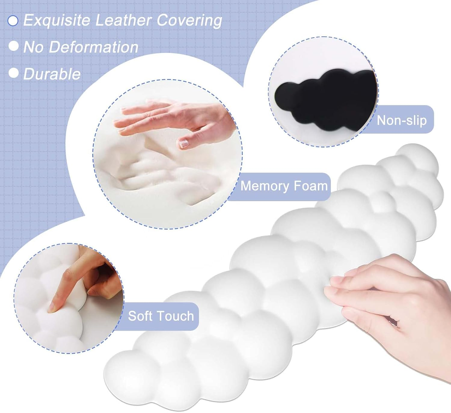 Cloud Wrist Rest Keyboard Cloud Mouse Pad Wrist Rest Comfortable and Soft, Relieve the Pain of Long-Term Keyboard Typing,Ergonomic Keyboard Holder,For Office Home School Comfortable Typing & Working image number 5